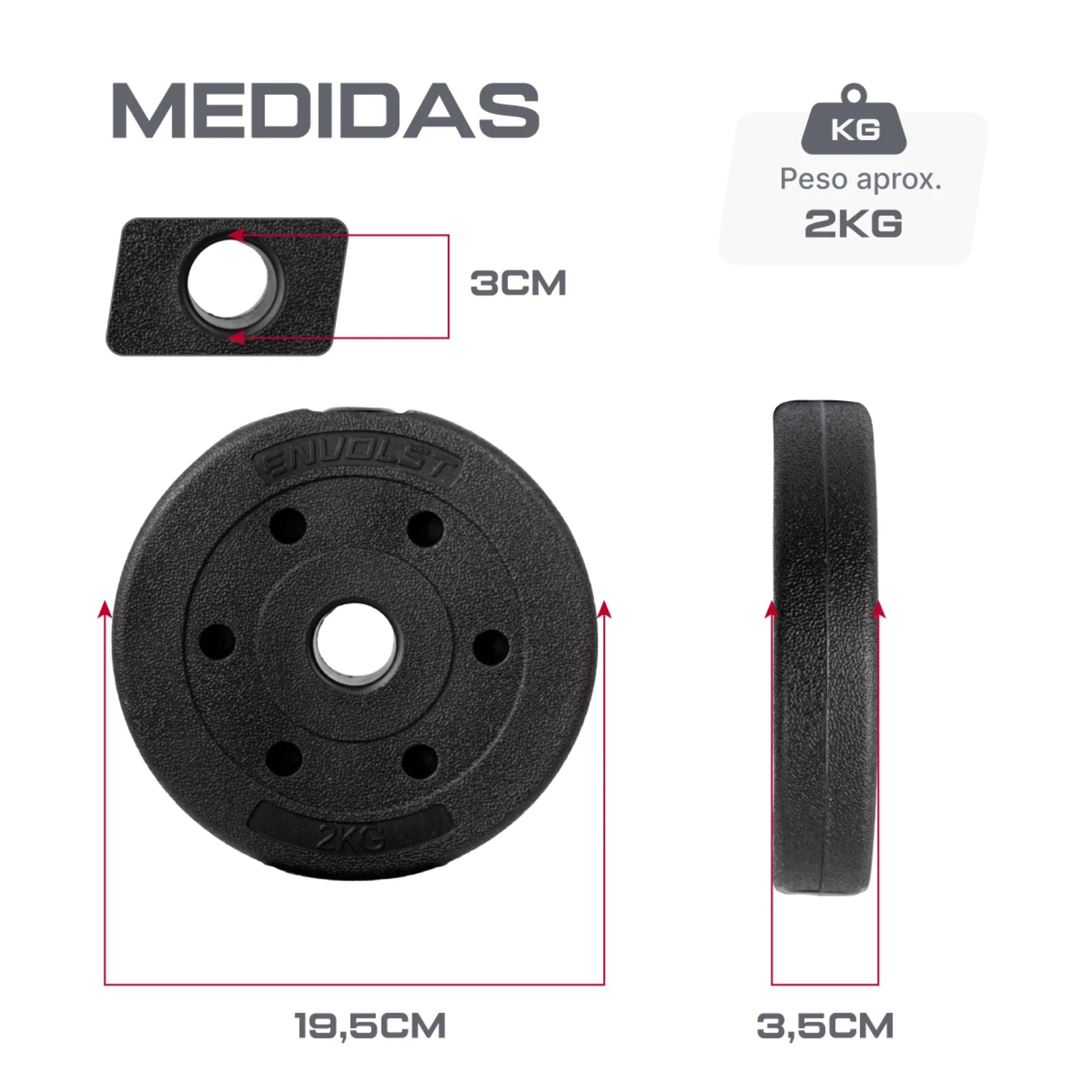 Anilha Emborrachada 2Kg Cement Furo 31mm Envolst