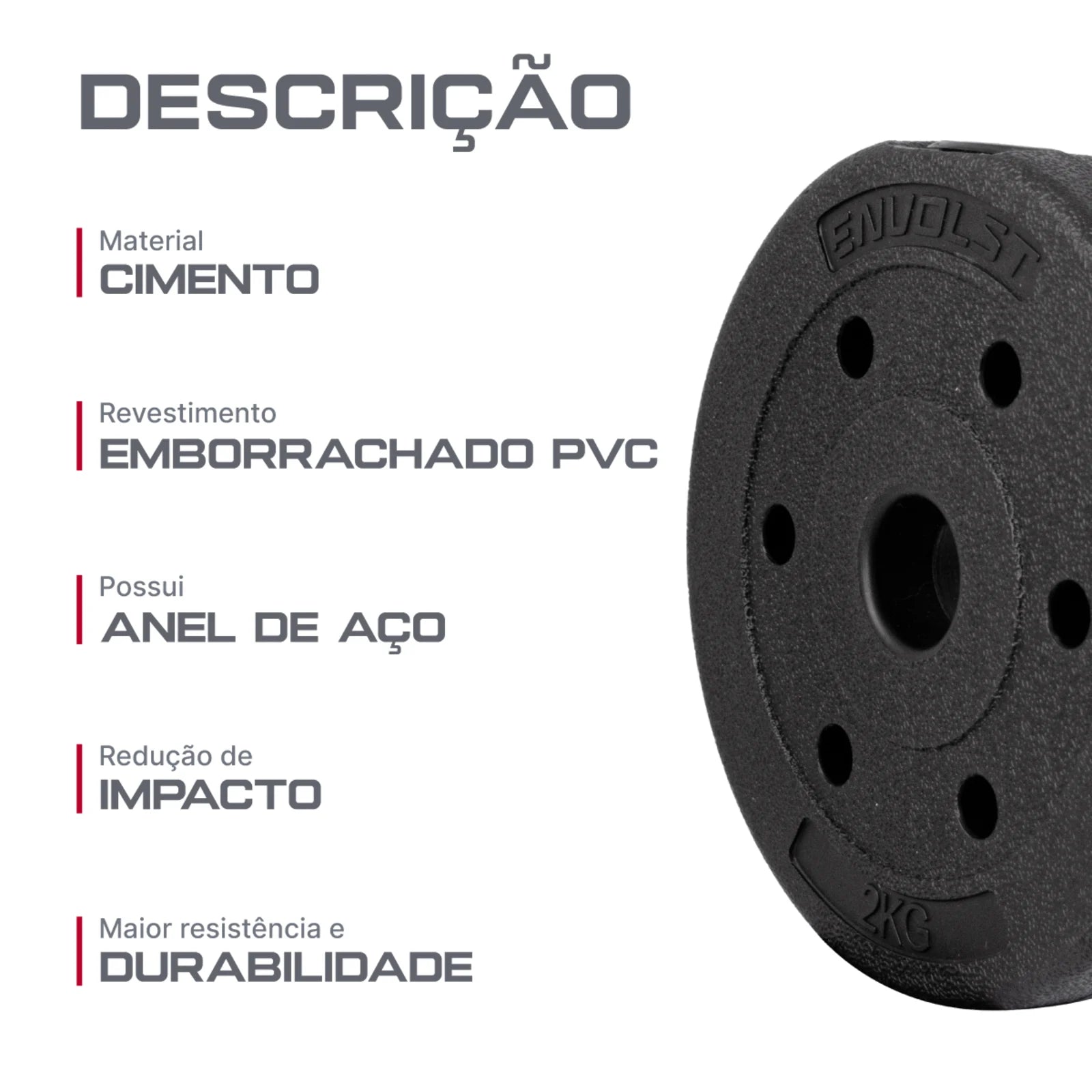 Anilha Emborrachada 2Kg Cement Furo 31mm Envolst