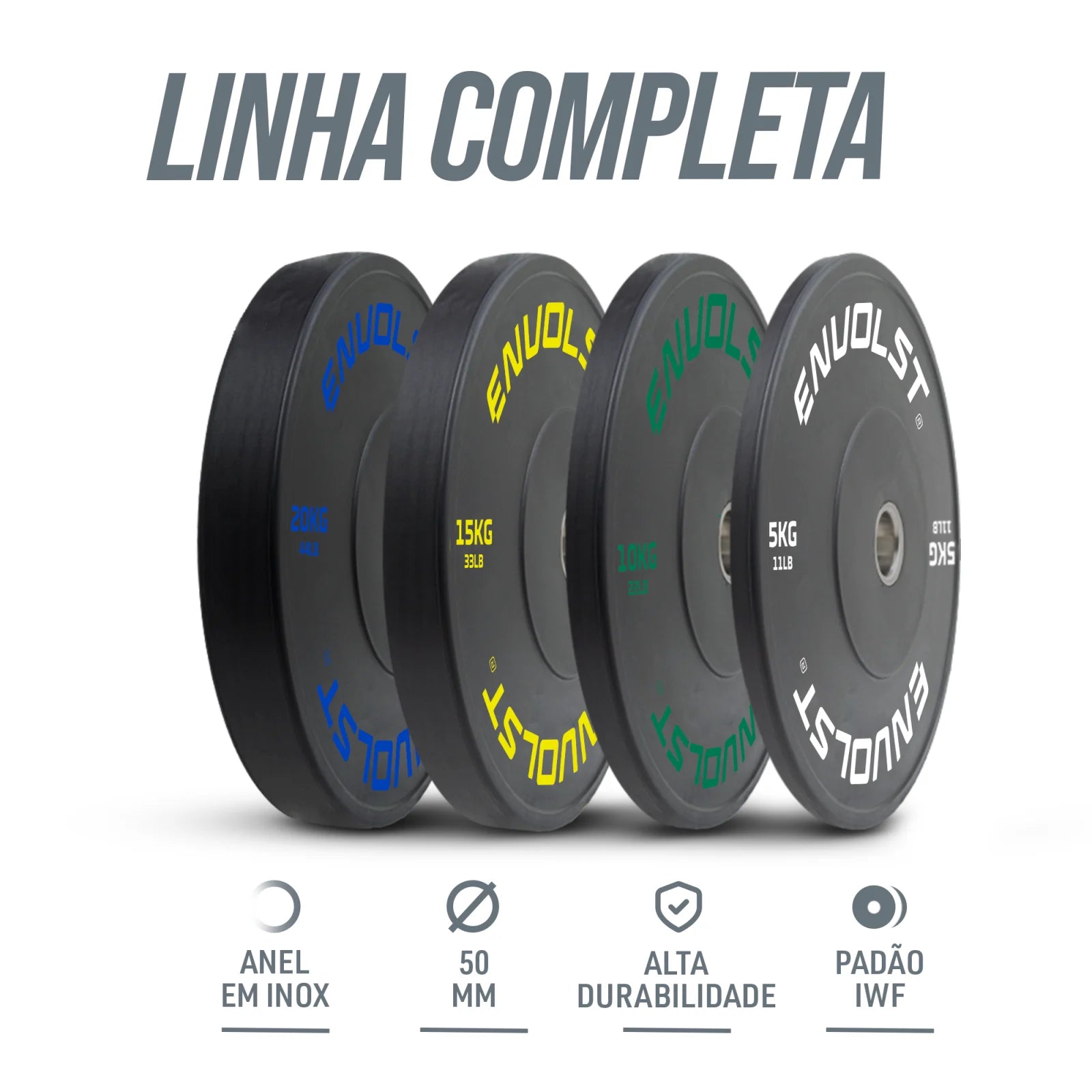 Anilha Olímpica Bumper para Crossfit e LPO IWF 5Kg Envolst