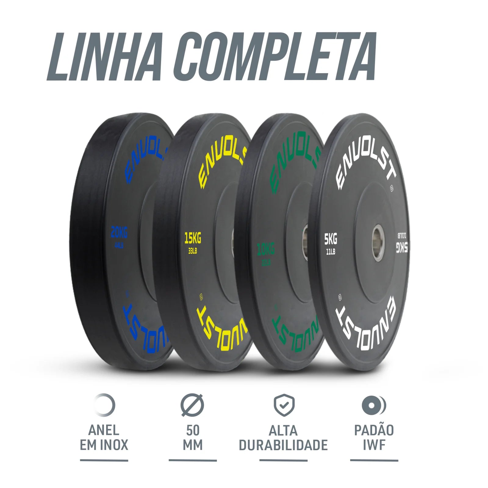 Anilha Olímpica Bumper para Crossfit e LPO IWF 10Kg Envolst