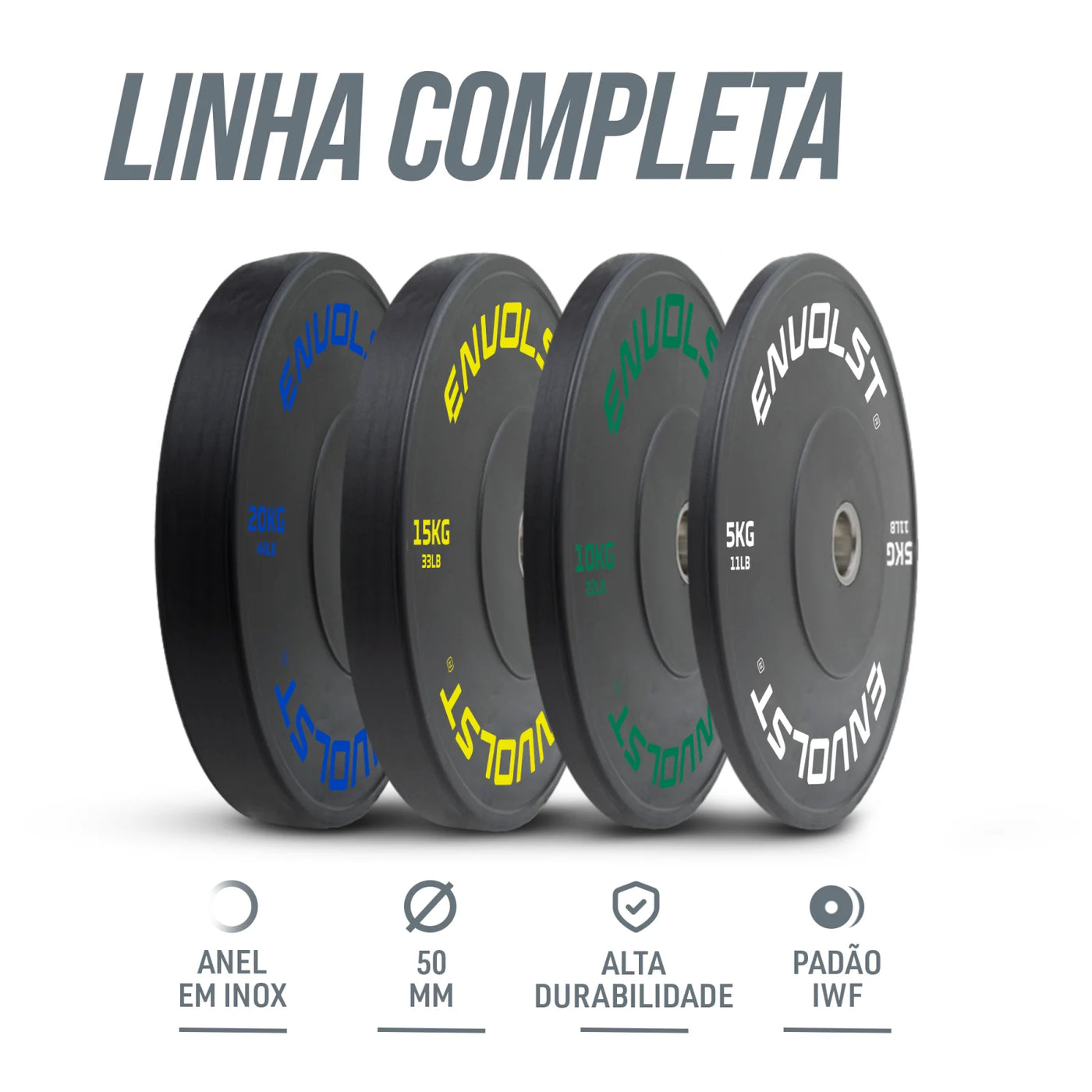 Anilha Olímpica Bumper para Crossfit e LPO IWF 10Kg Envolst