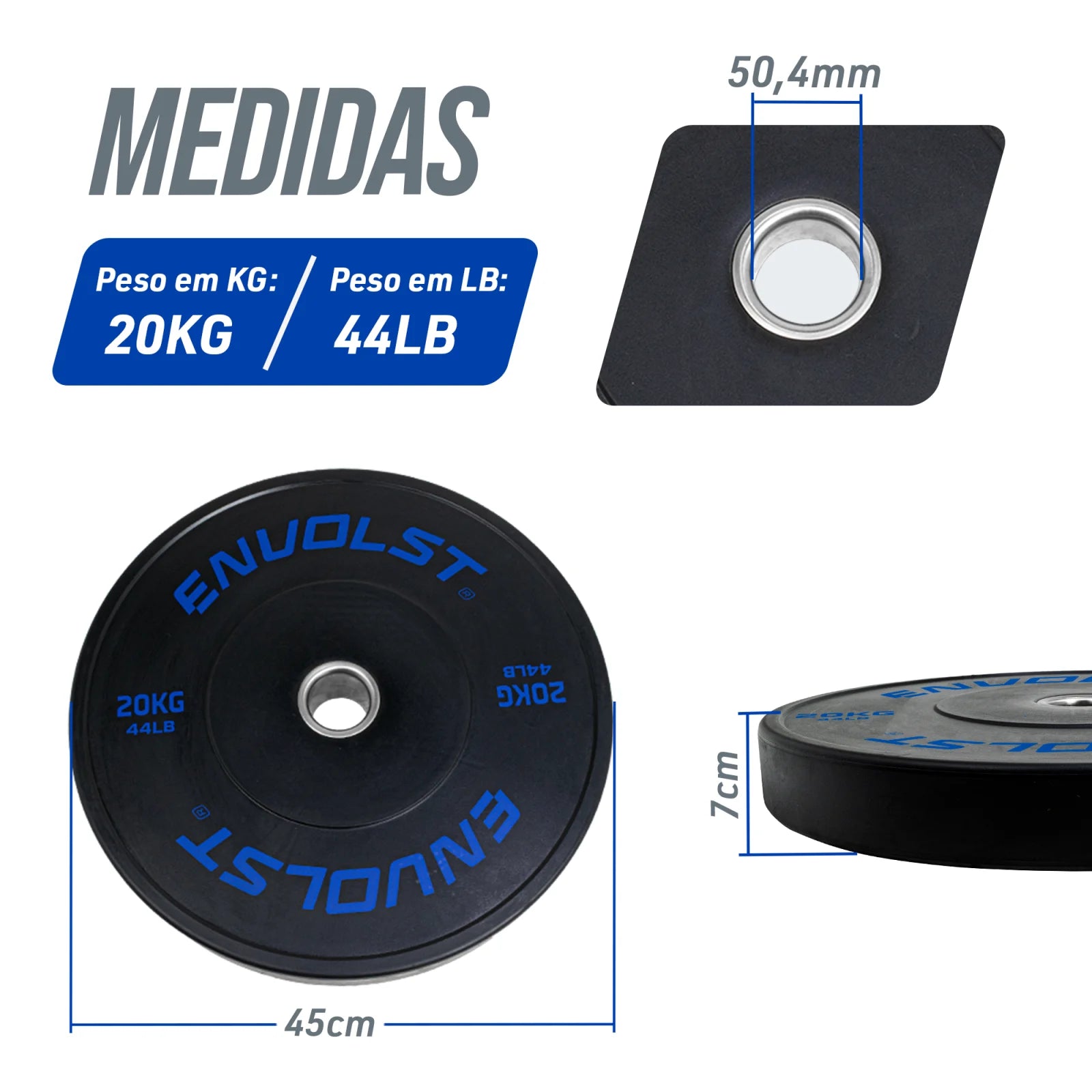 Anilha Olímpica Bumper para Crossfit e LPO IWF 20Kg Envolst