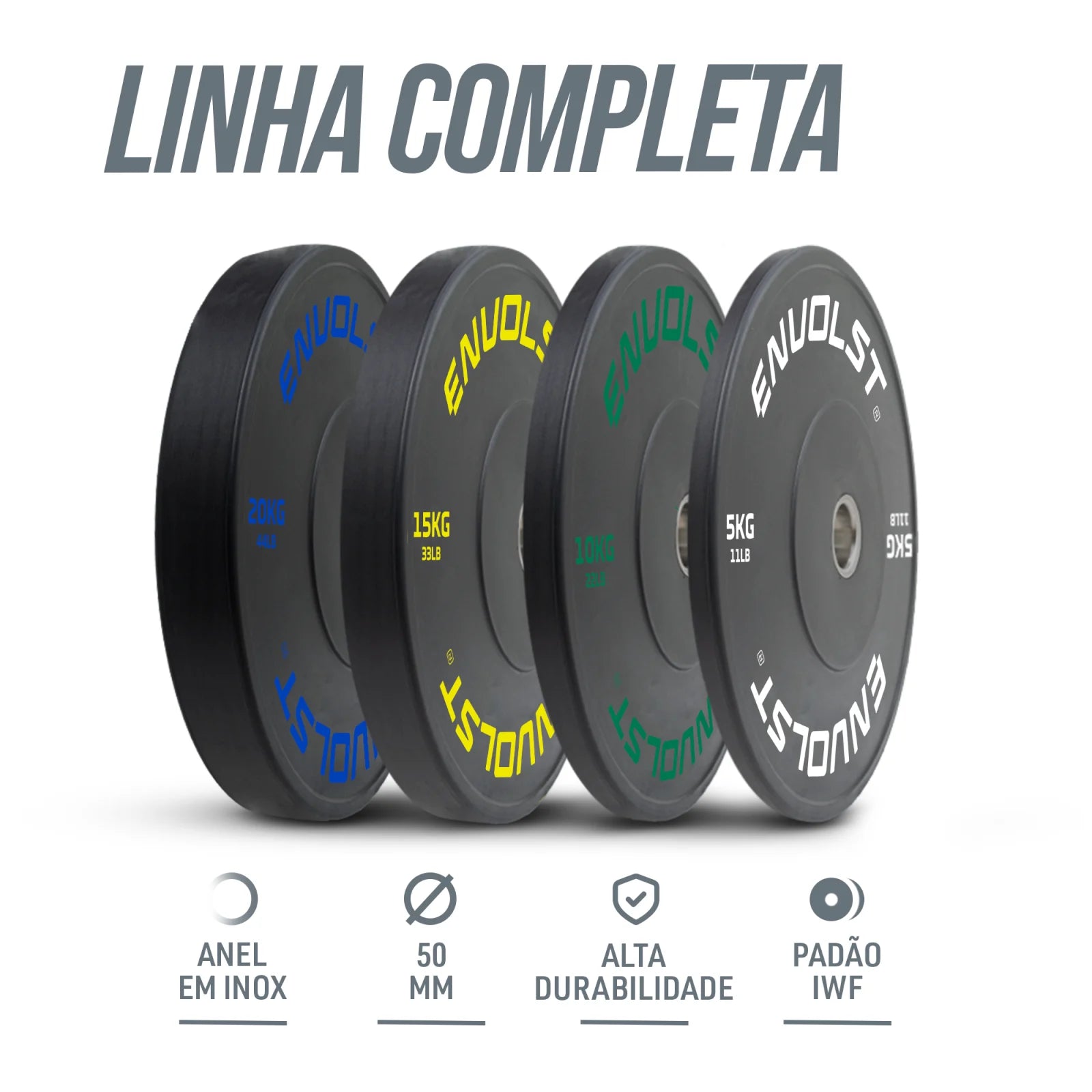Anilha Olímpica Bumper para Crossfit e LPO IWF 20Kg Envolst