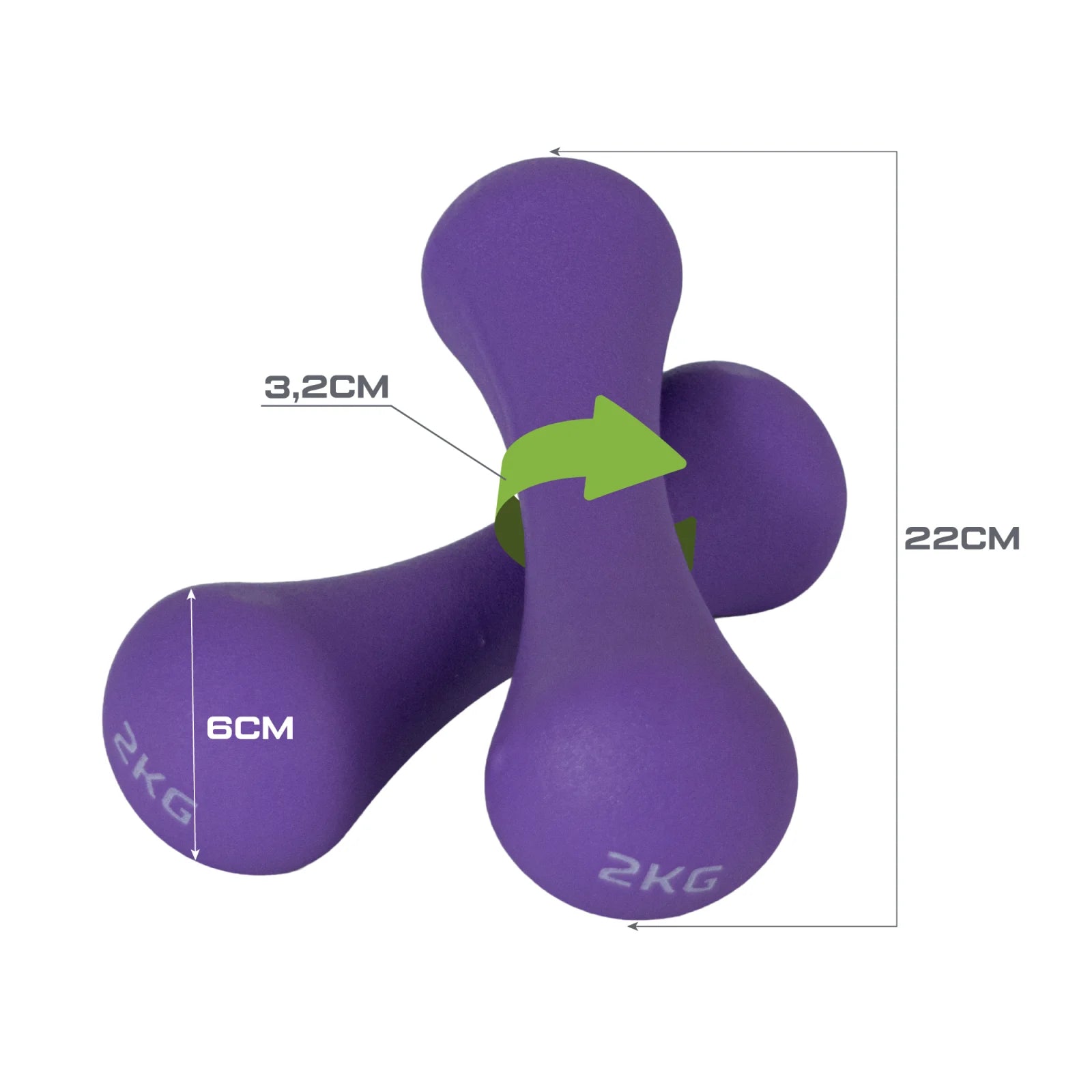 Conjunto 6 Halteres Neoprene 1, 2 e 3kg e Suporte Envolst