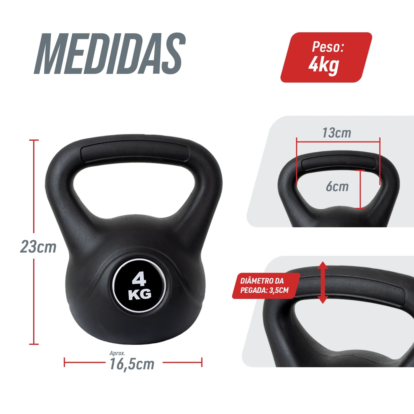 Kettlebell 4Kg Cement Treino Funcional e Musculação Envolst