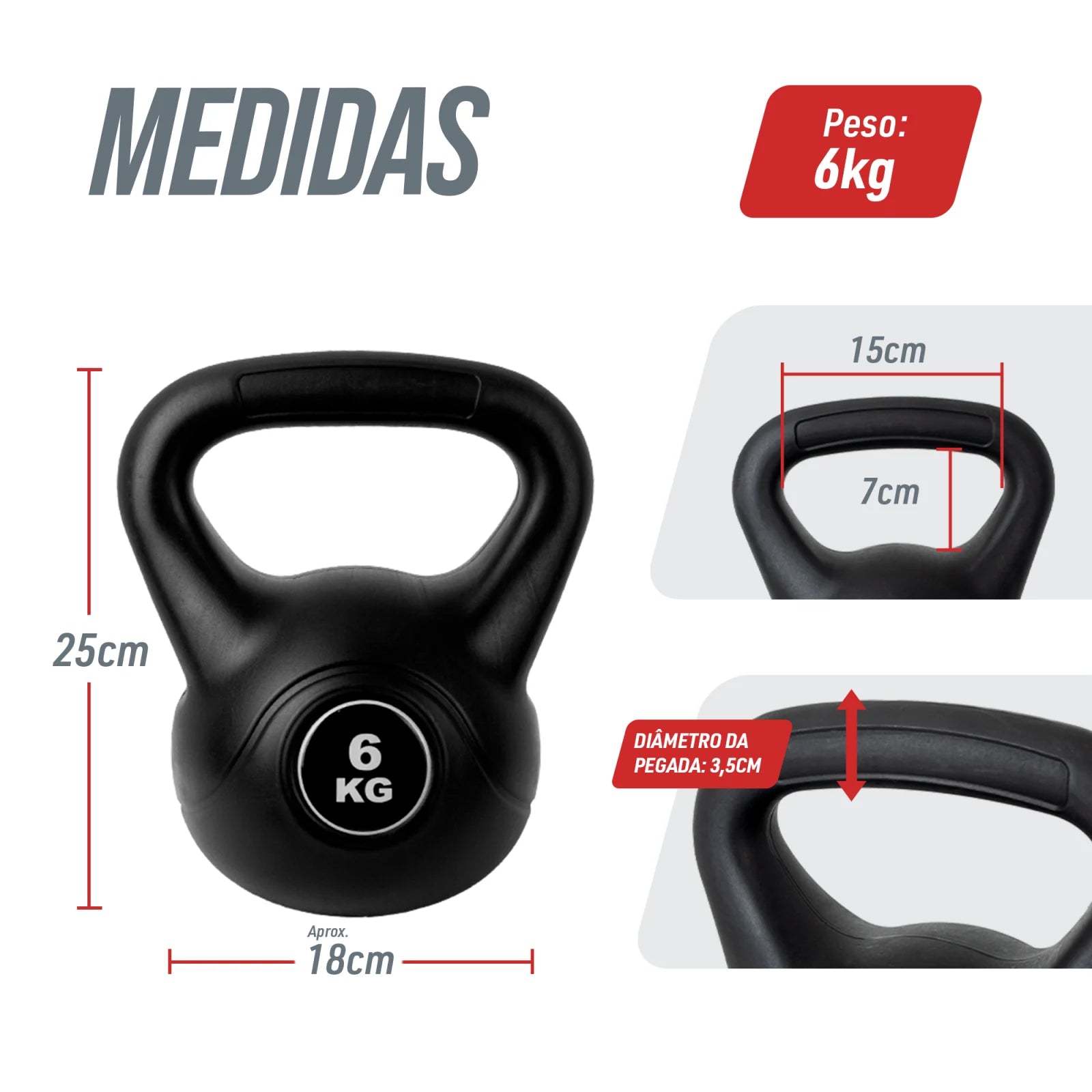 Kettlebell 6Kg Cement Treino Funcional e Musculação Envolst
