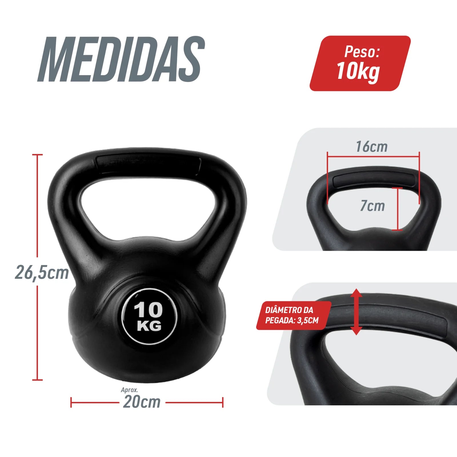 Kettlebell 10Kg Cement Treino Funcional e Musculação Envolst