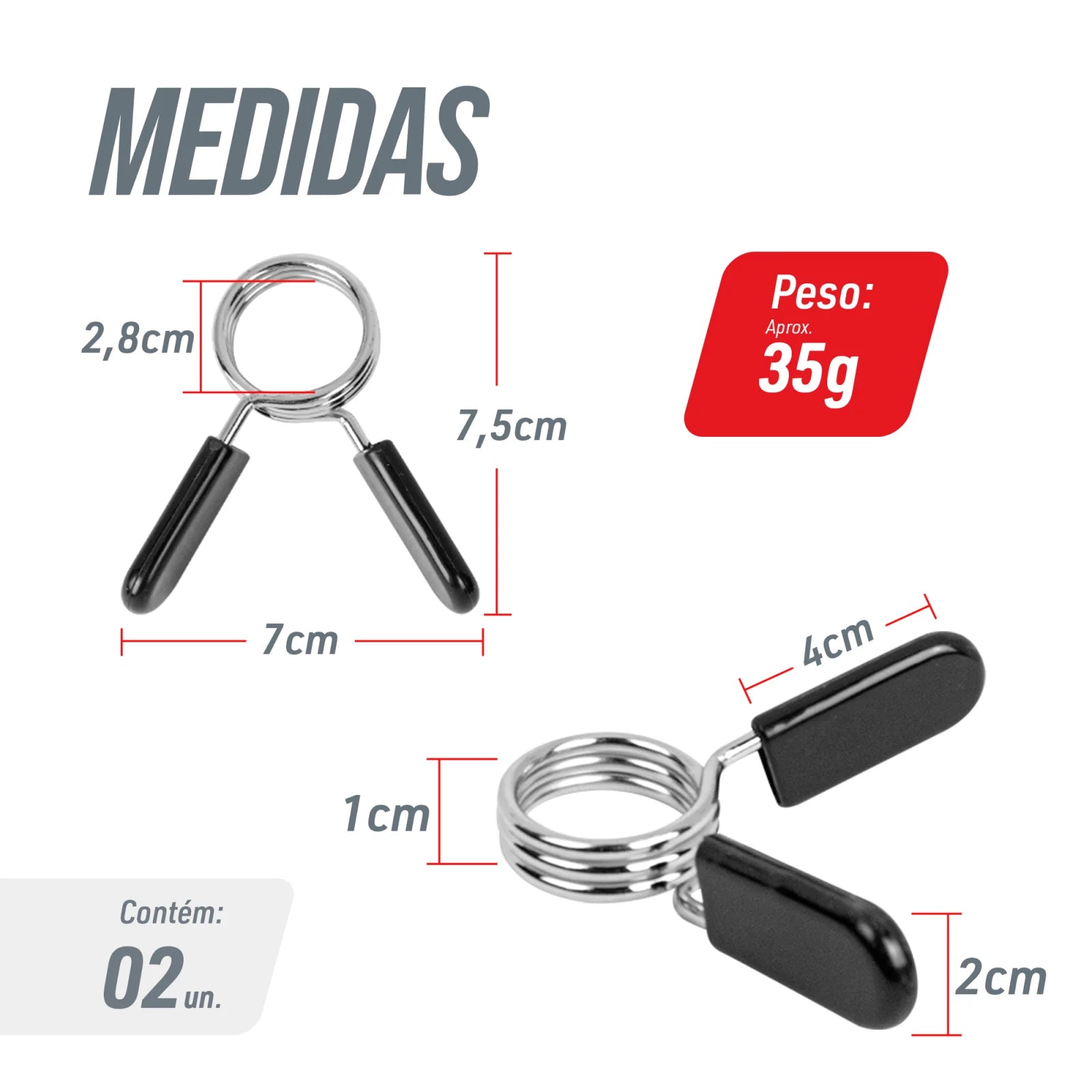 Par de Presilhas Grampo 28mm para Barra Musculação Envolst