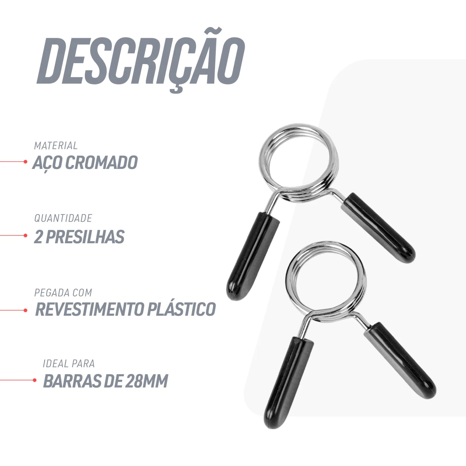 Par de Presilhas Grampo 28mm para Barra Musculação Envolst