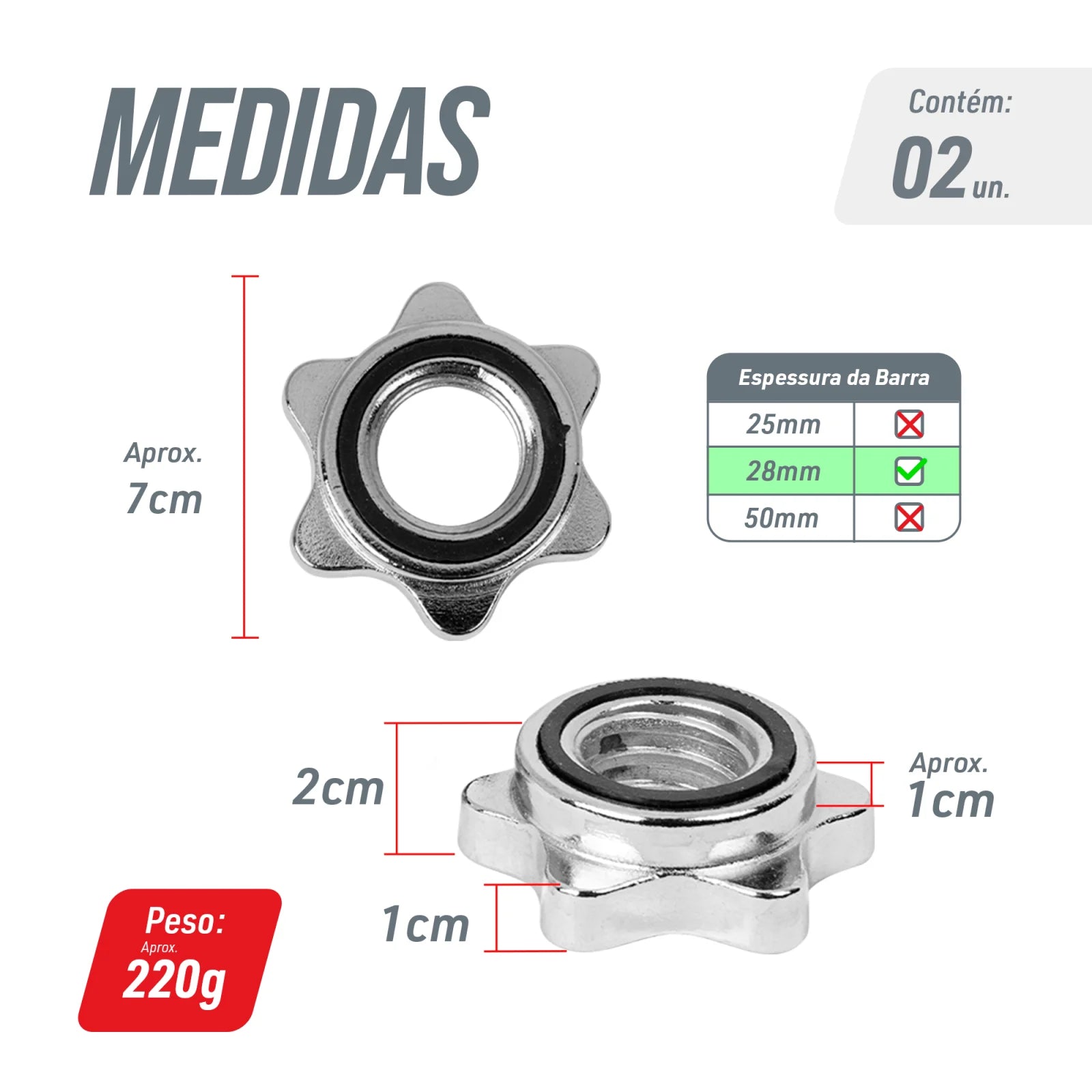 Par de Presilhas Rosca 28mm para Barra Musculação Envolst