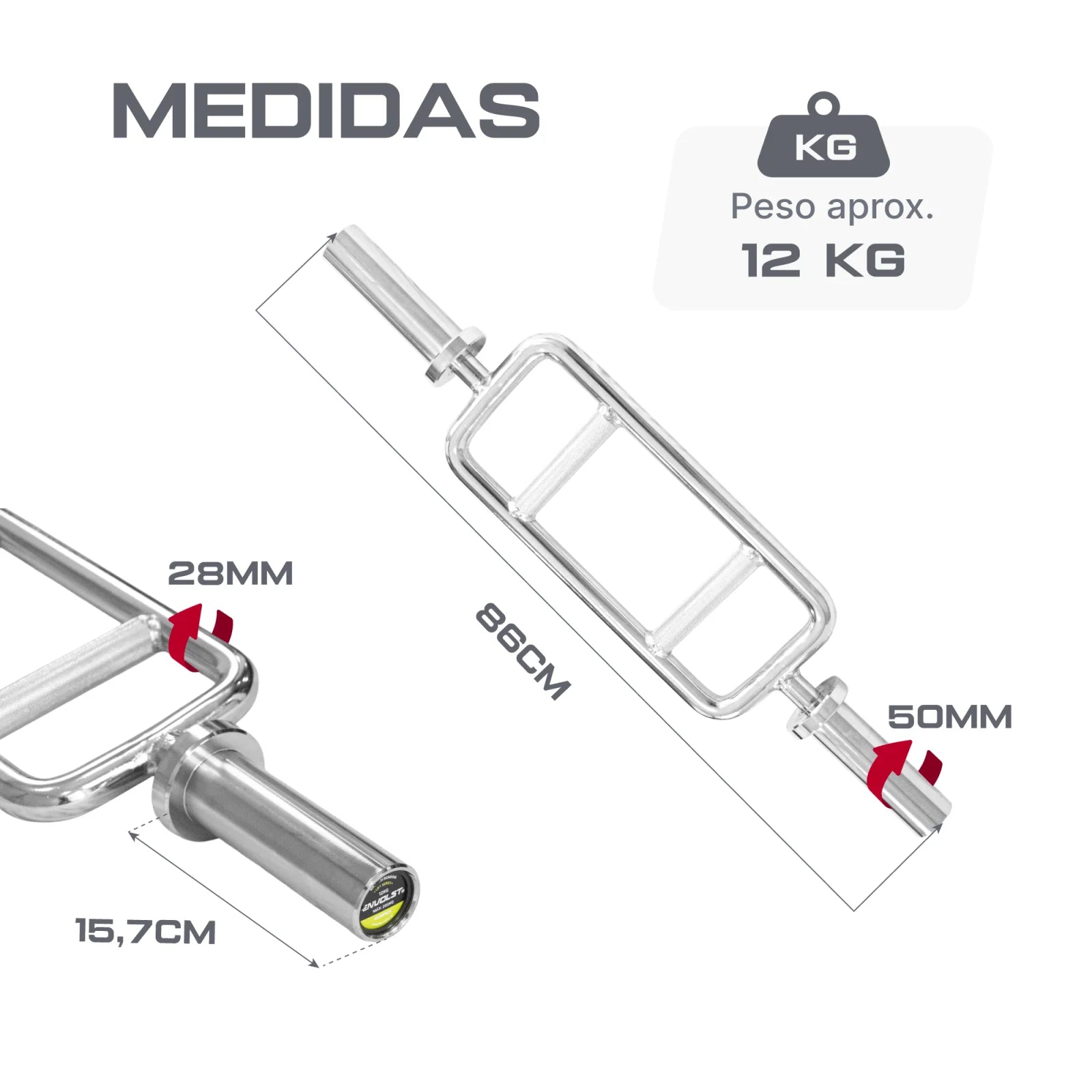 Barra H Romana 1,20m Olímpica Cromada Envolst