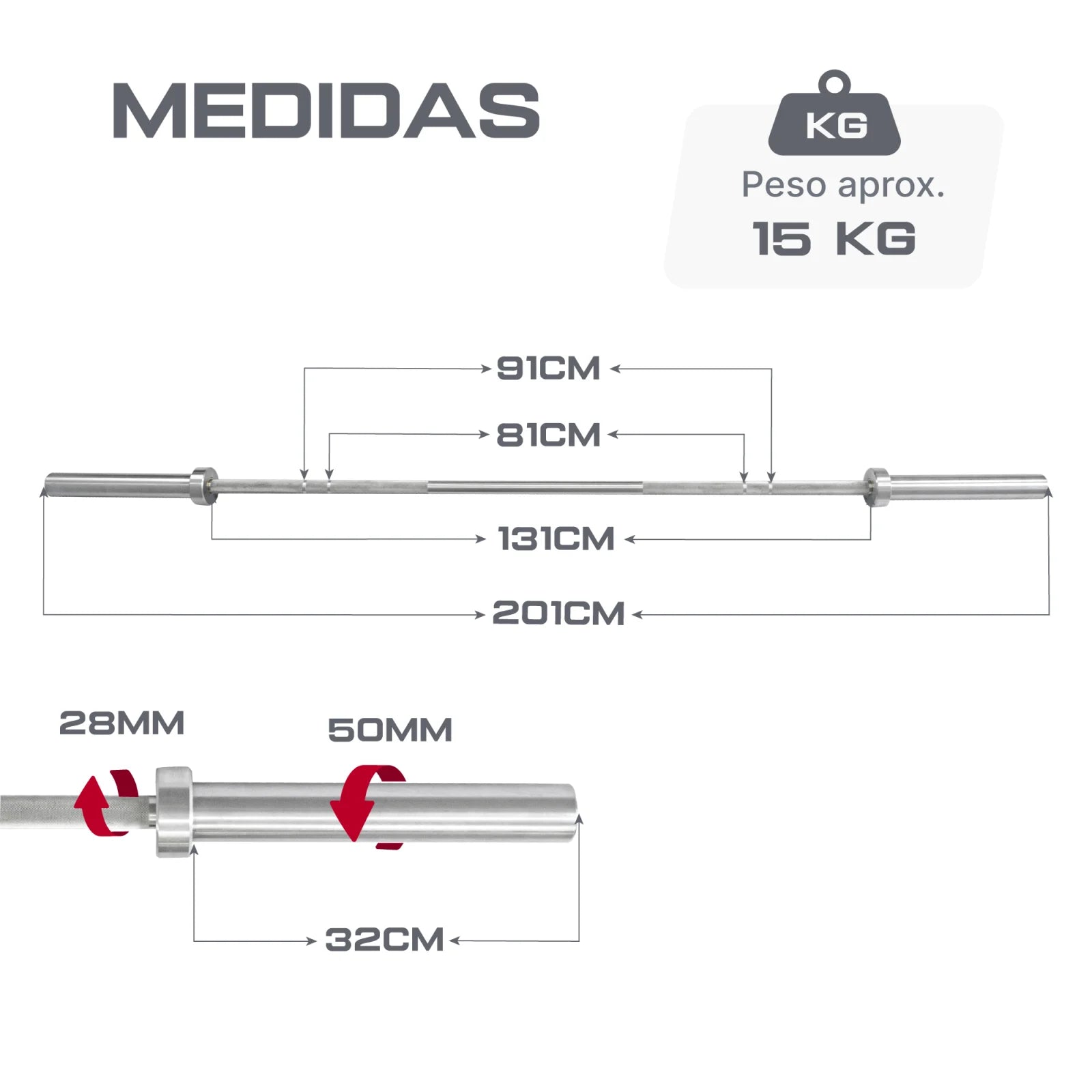Barra Reta 2,00m Olímpica Hard Cromo Profissional Envolst