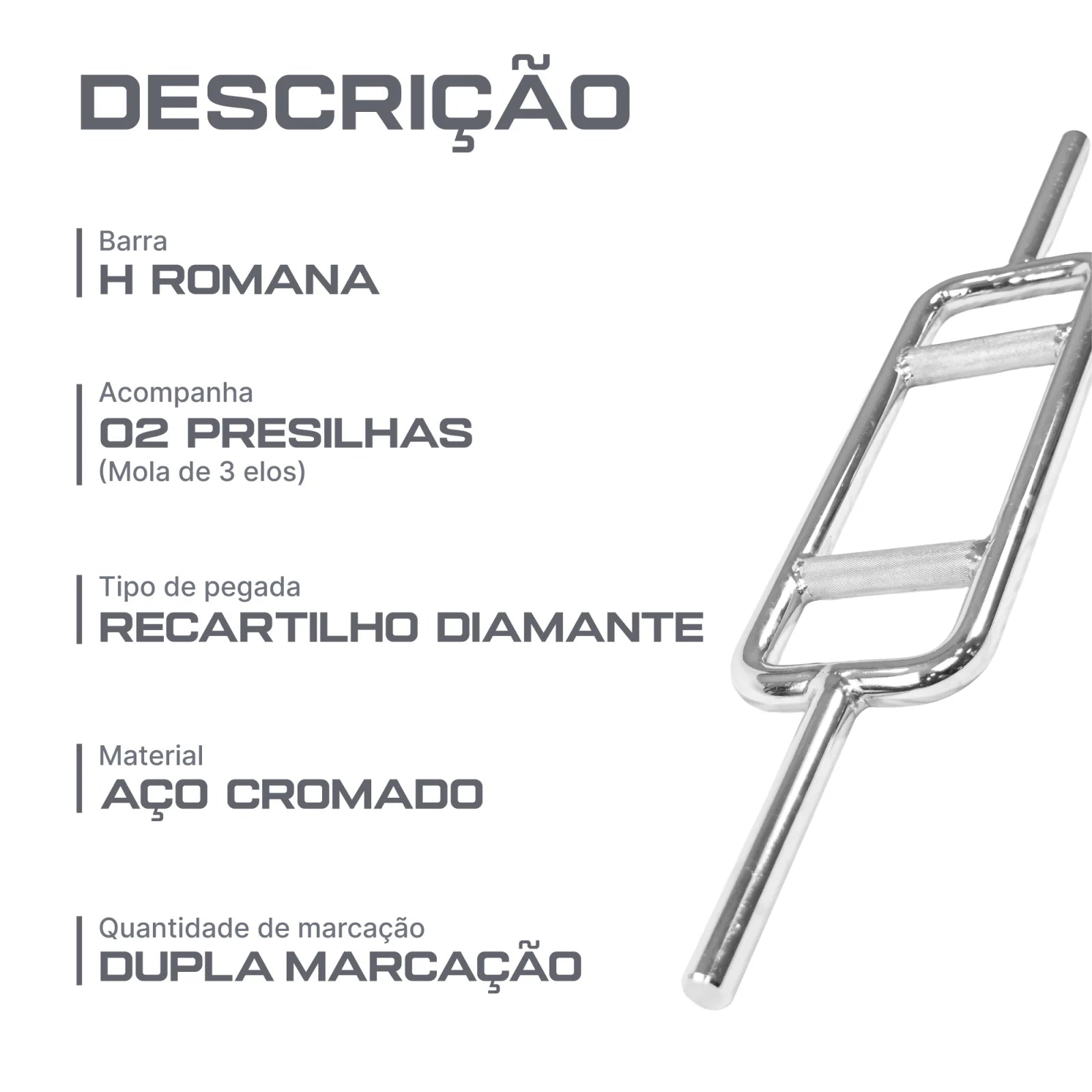 Barra de Musculação H Romana Maciça 28mm e Presilhas Envolst