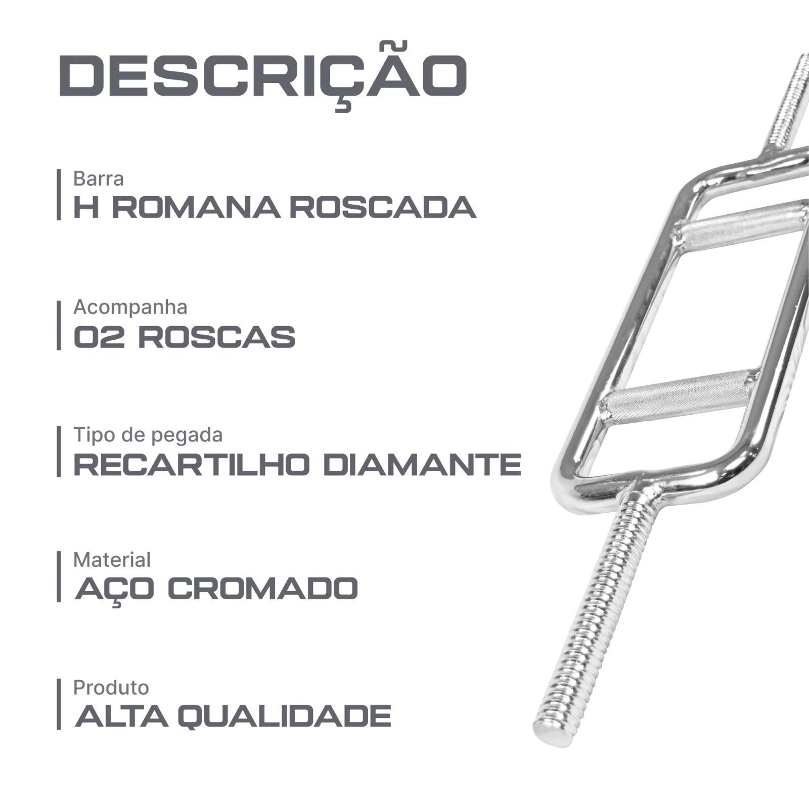 Barra de Musculação H Romana Maciça 28mm com Rosca Envolst