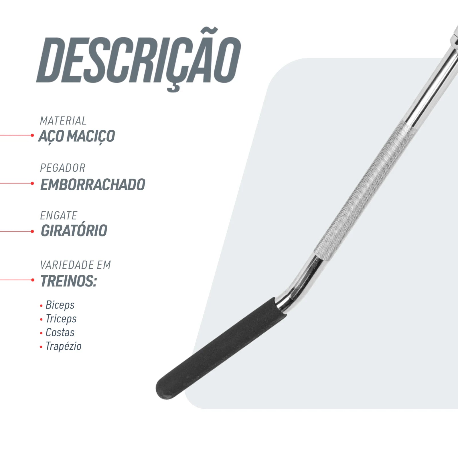 Puxador Pulley Costas 1,20m Cromado Maciço com Giro Envolst