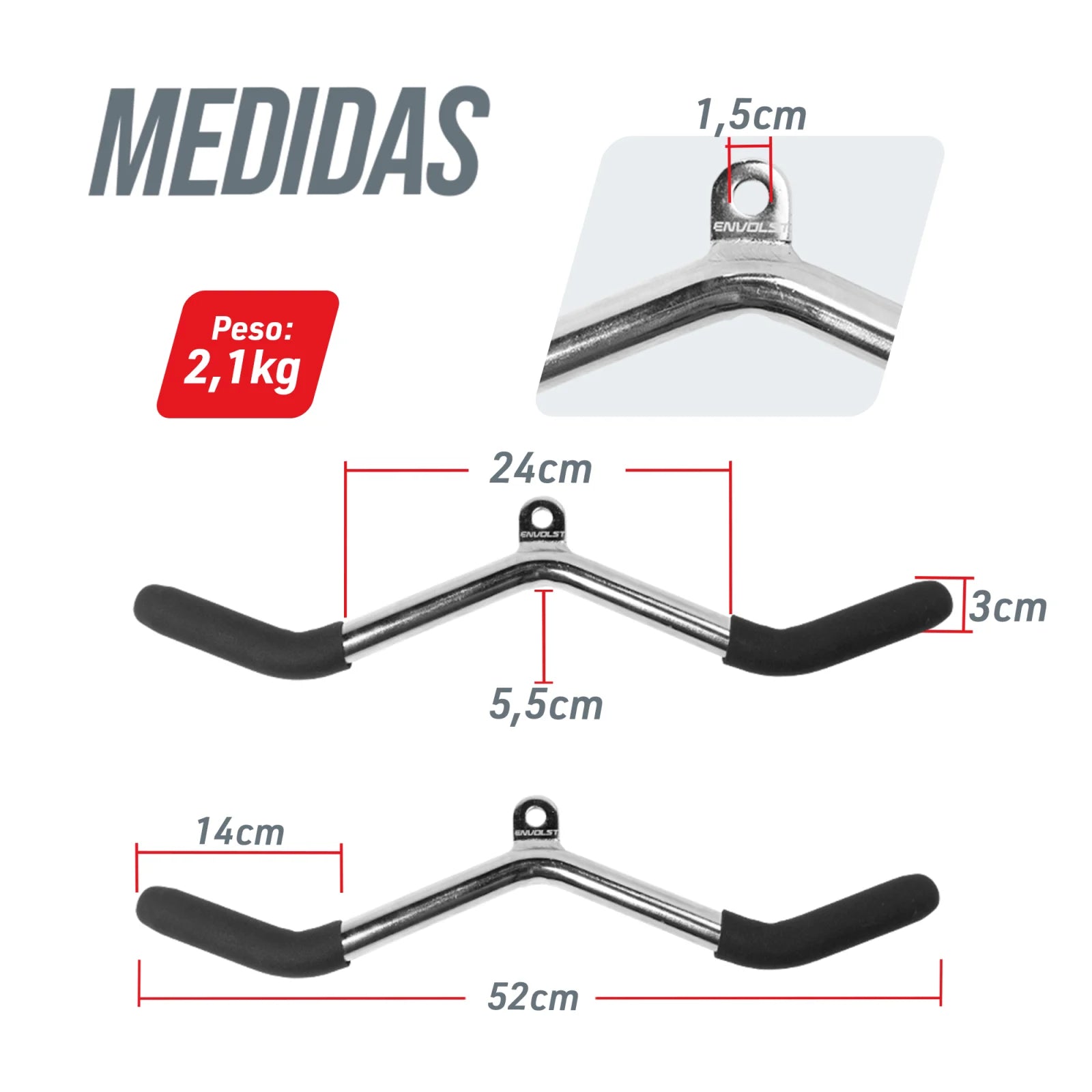 Puxador W Curvo Pulley e Crossover Cromado Maciço Envolst