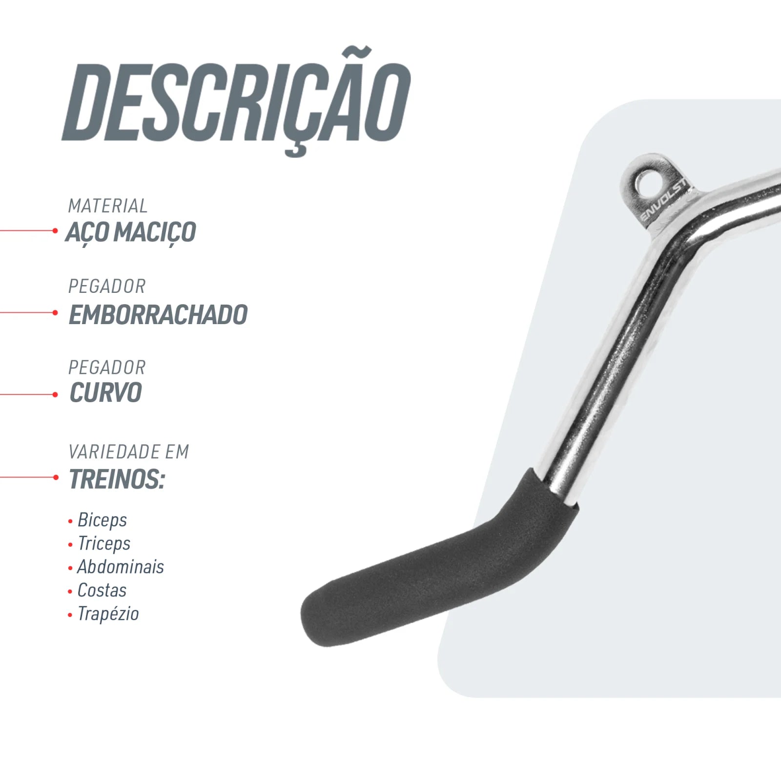 Puxador W Curvo Pulley e Crossover Cromado Maciço Envolst