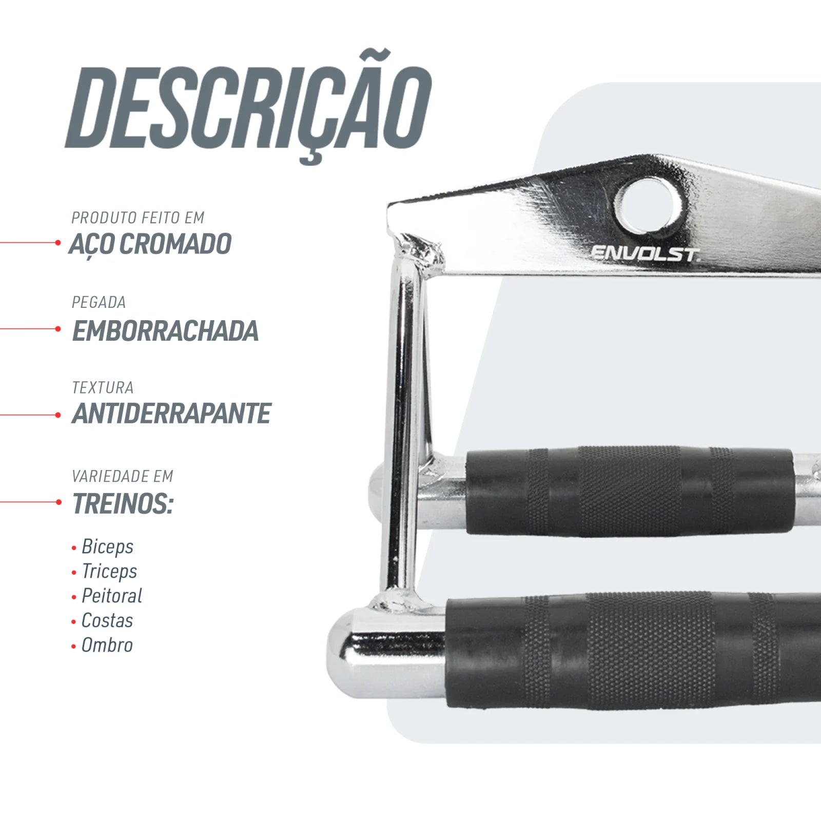 Puxador Triângulo Cromado Maciço e Emborrachado Envolst