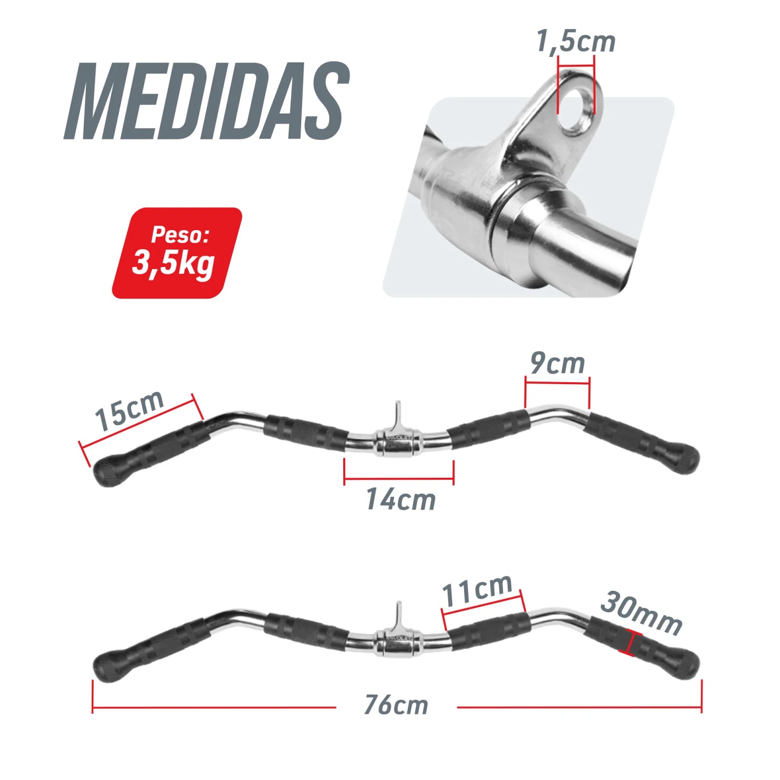 Puxador W 70cm Pulley Cromado Maciço com Giro Envolst
