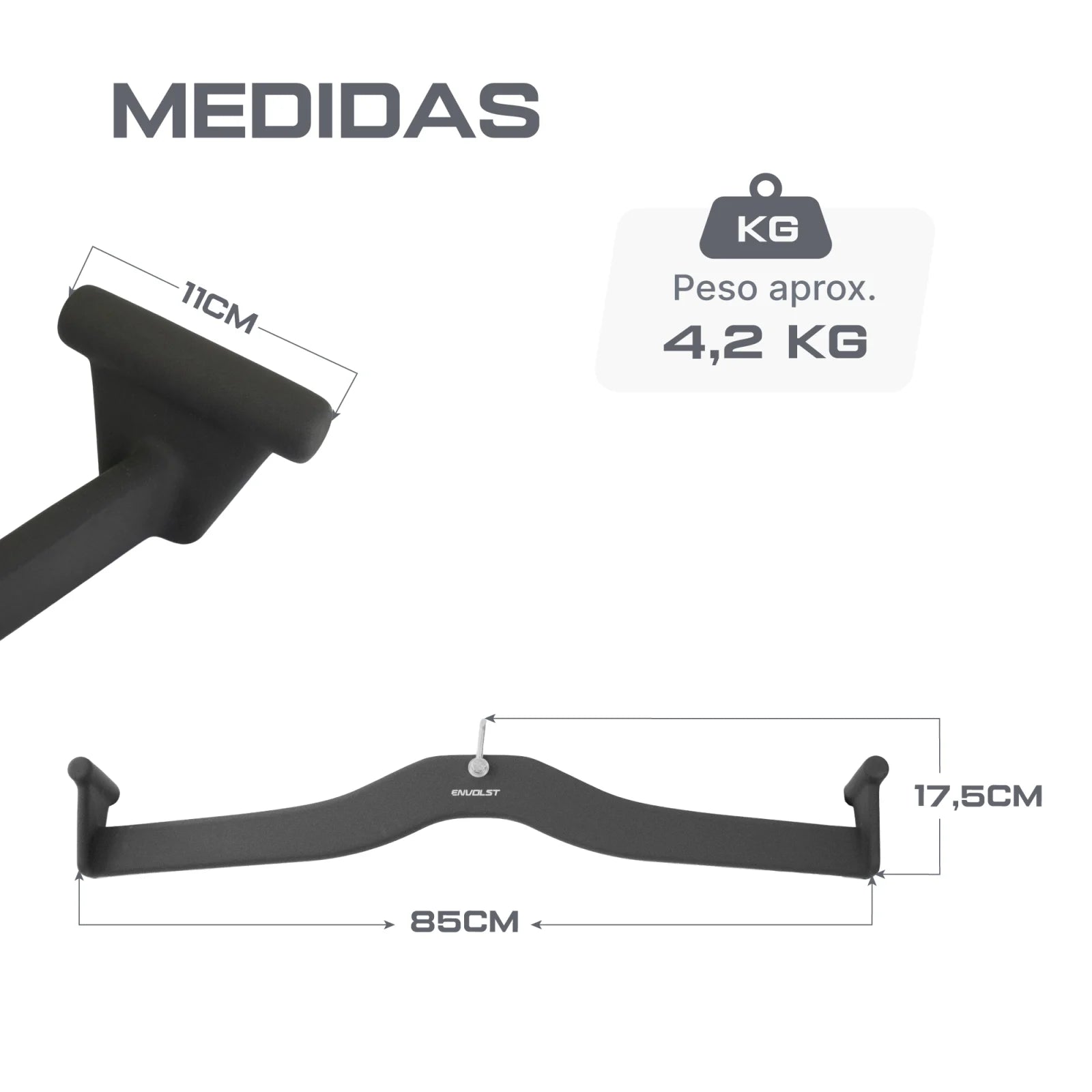 Puxador Premium Anatômico Pegada Aberta 85cm