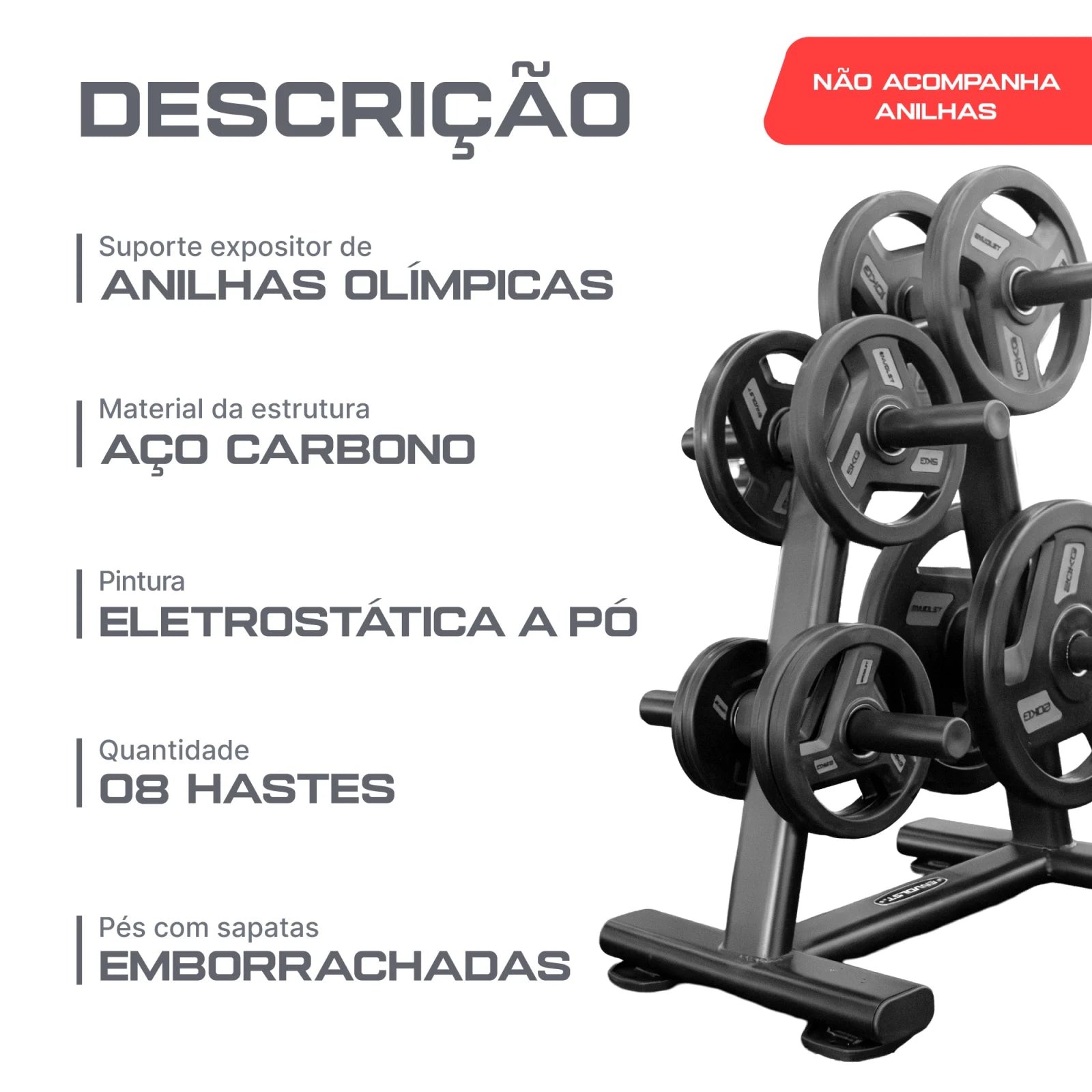 Suporte Expositor de Anilhas Olímpicas até 500Kg Envolst