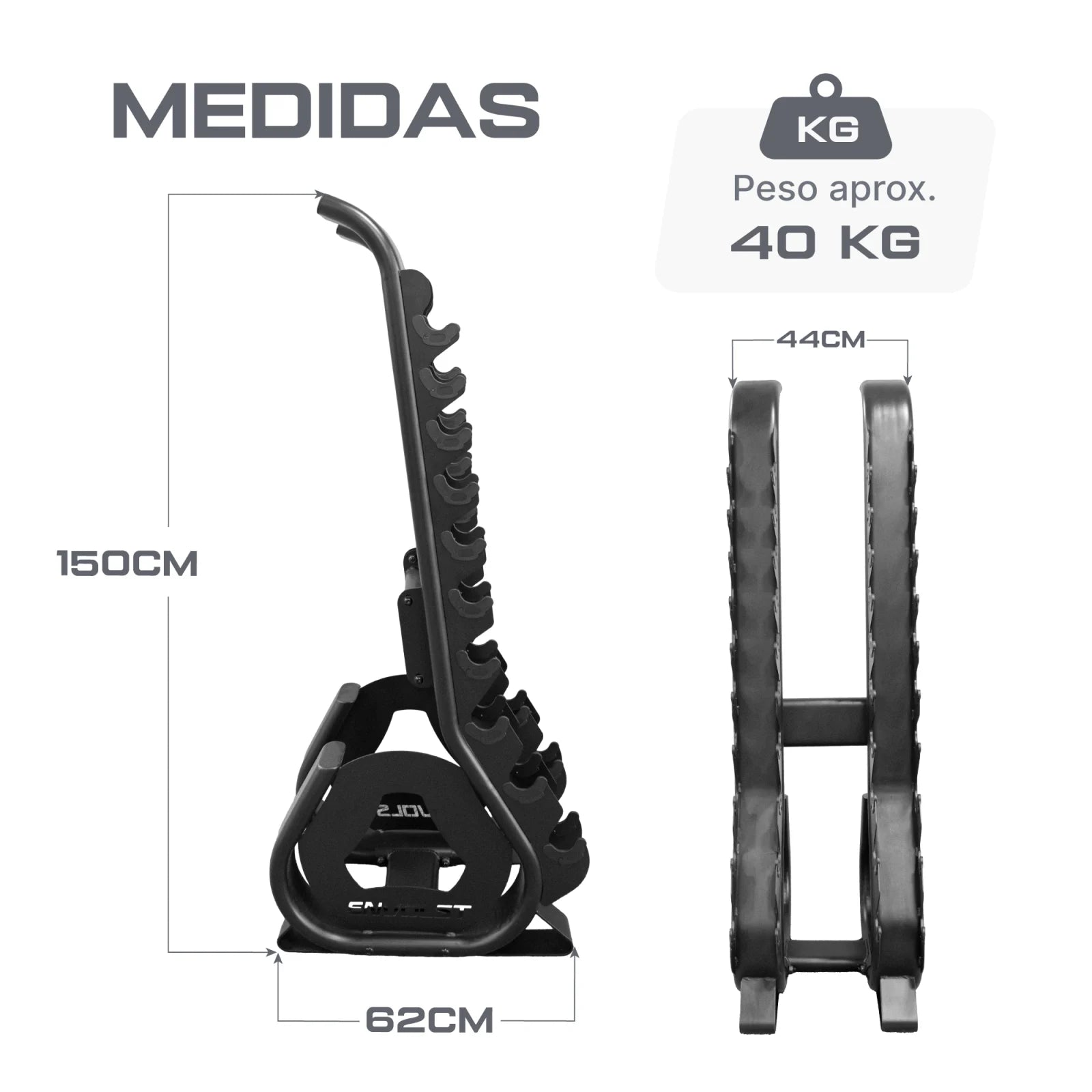 Suporte Expositor Vertical para 10 Pares de Dumbbells Envolst