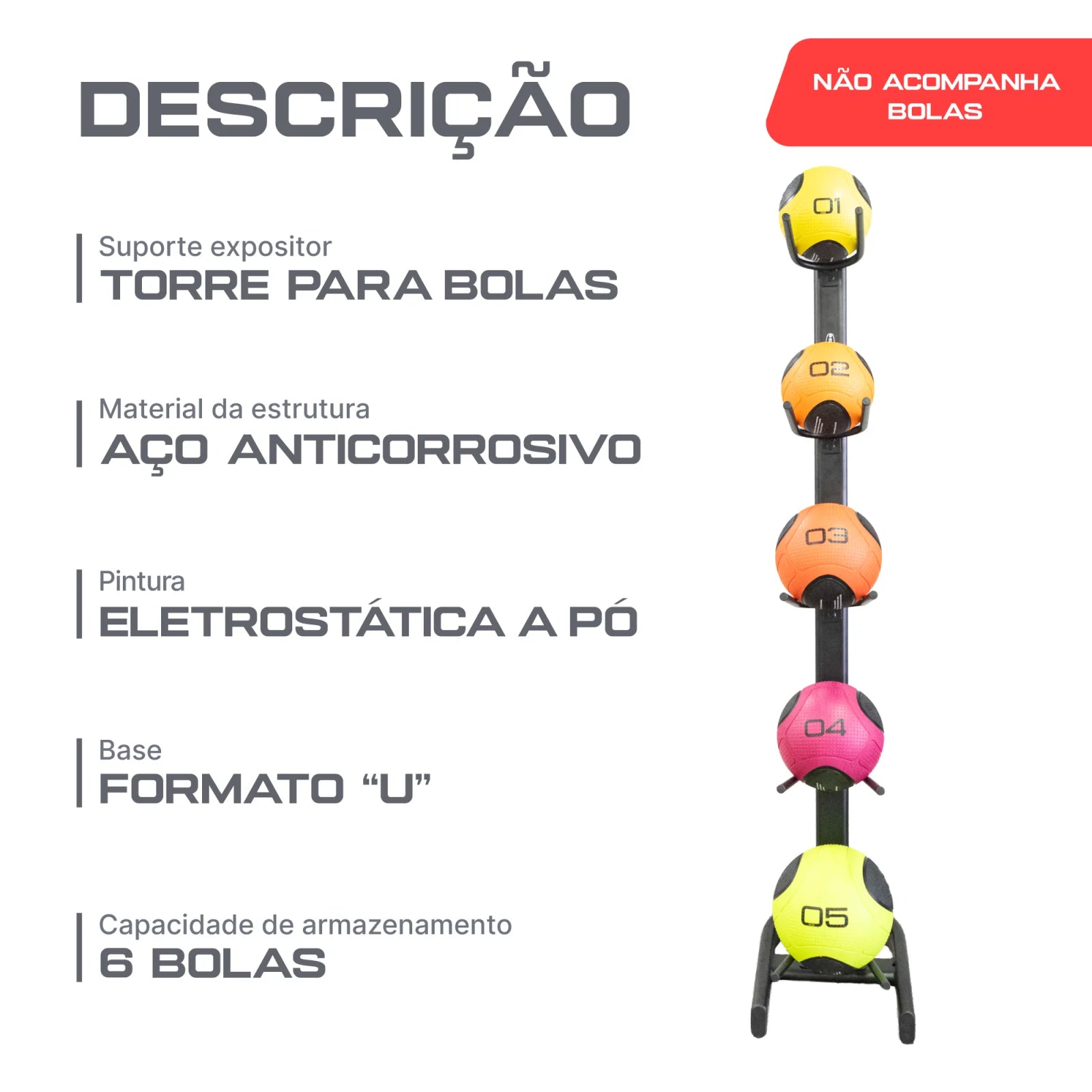 Suporte Expositor Torre para Medicine Ball Envolst