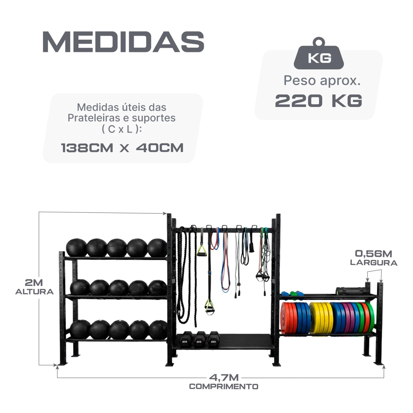 Estante Expositor de Materiais Crossfit e Musculação Envolst