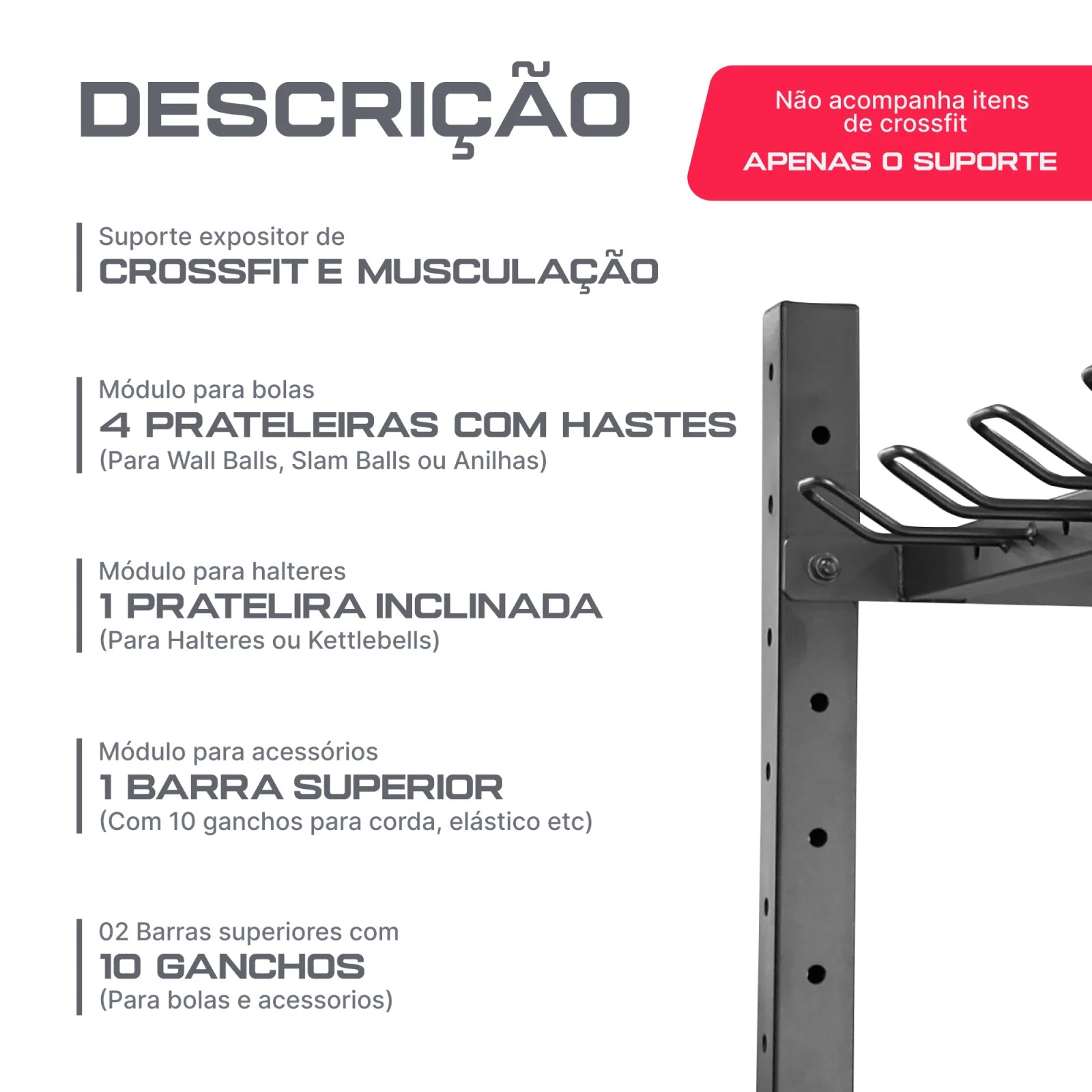 Estante Expositor de Materiais Crossfit e Musculação Envolst