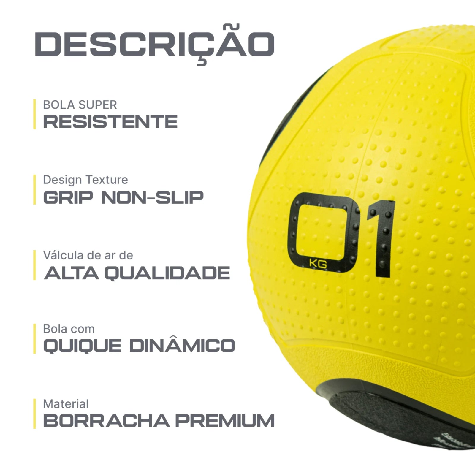 Medicine Ball 1Kg em Borracha com Quique Envolst