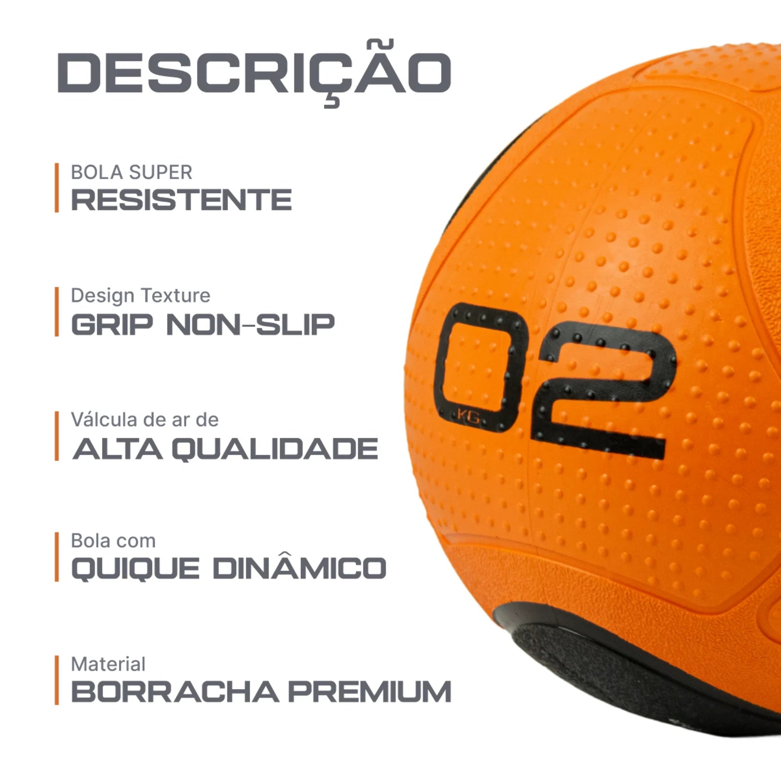 Medicine Ball 2Kg em Borracha com Quique Envolst