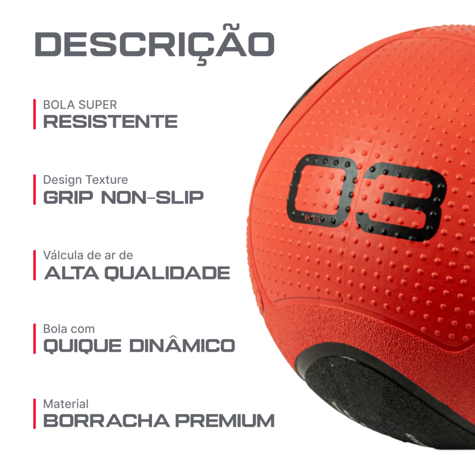 Medicine Ball 3Kg em Borracha com Quique Envolst