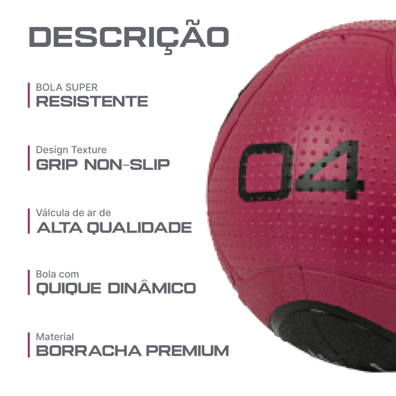 Medicine Ball 4Kg em Borracha com Quique Envolst