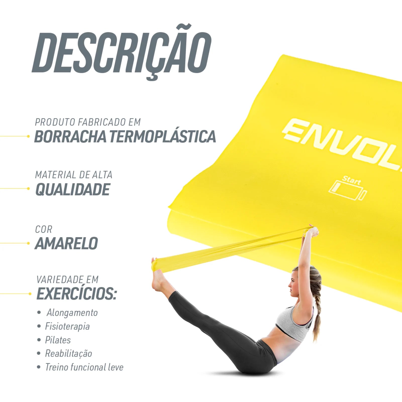 Faixa Elástica Band 1,50m Intensidade Start Envolst