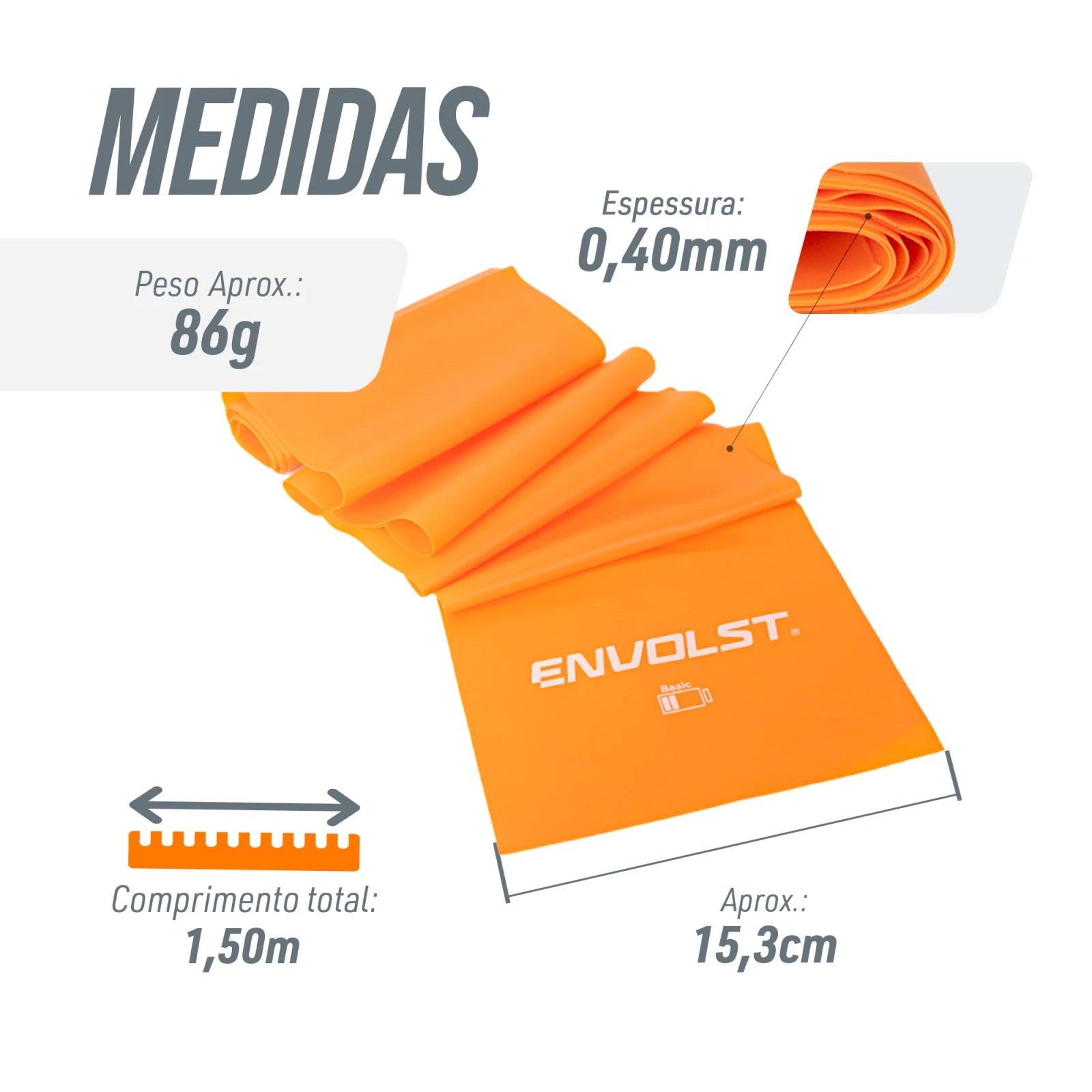 Faixa Elástica Band 1,50m Intensidade Basic Envolst