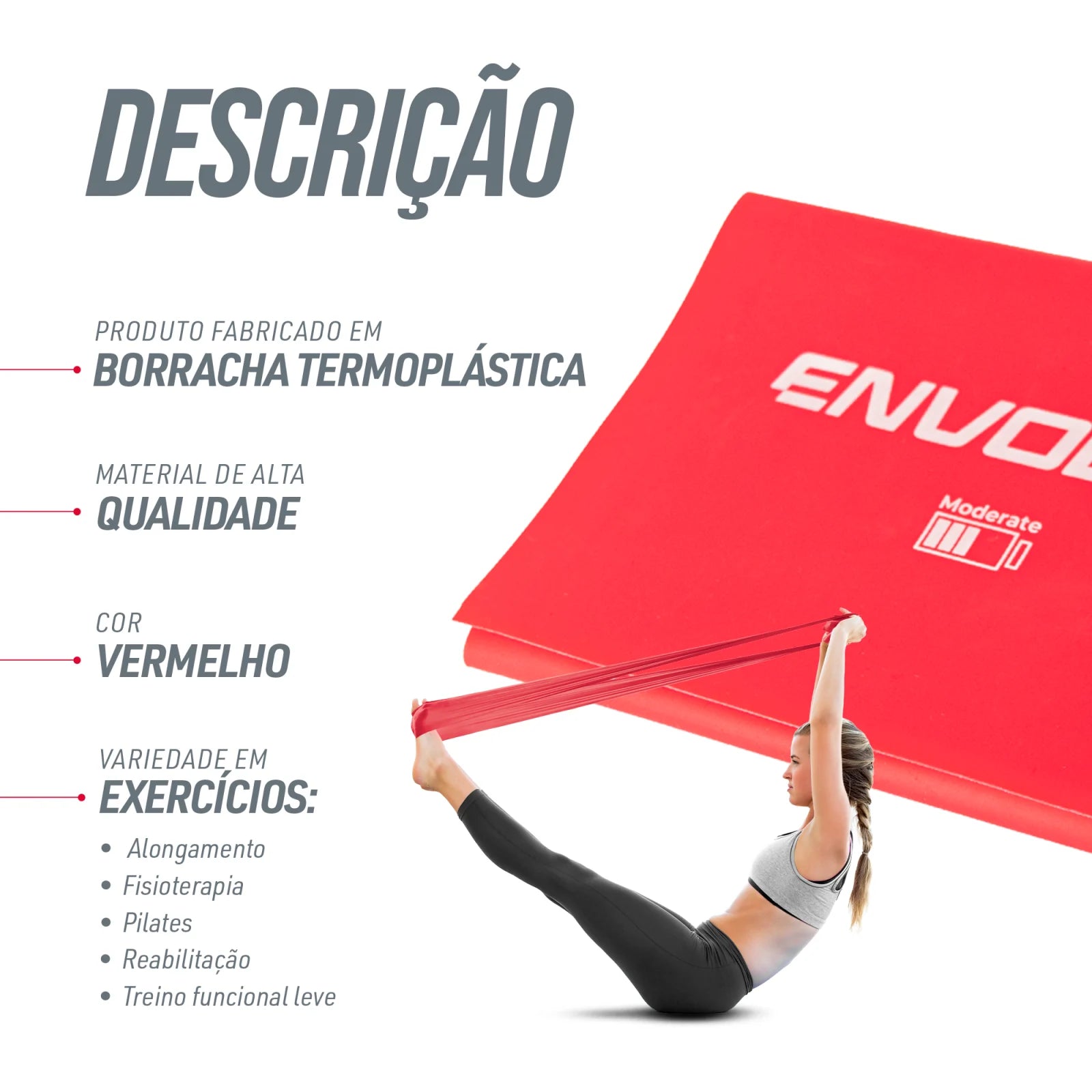 Faixa Elástica Band 1,50m Intensidade Moderate Envolst