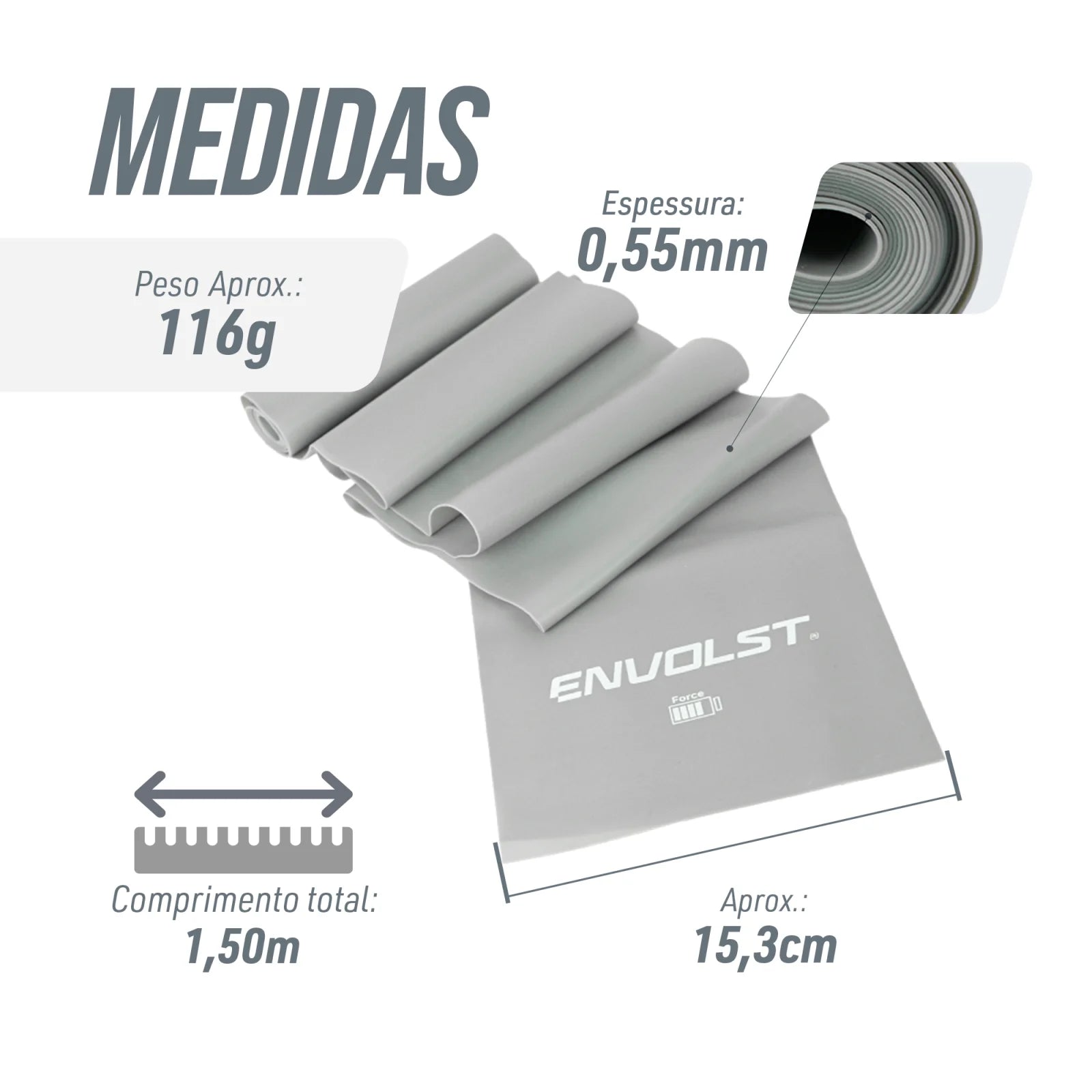 Faixa Elástica Band 1,50m Intensidade Intense Envolst