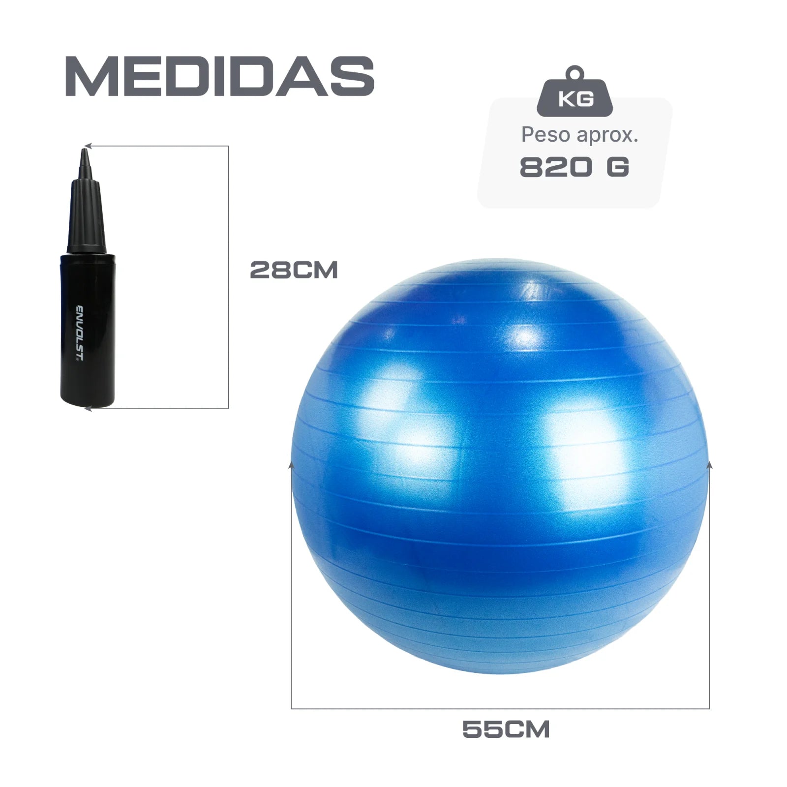 Bola Suíça Gym Ball 55cm Anti Estouro Envolst - Azul