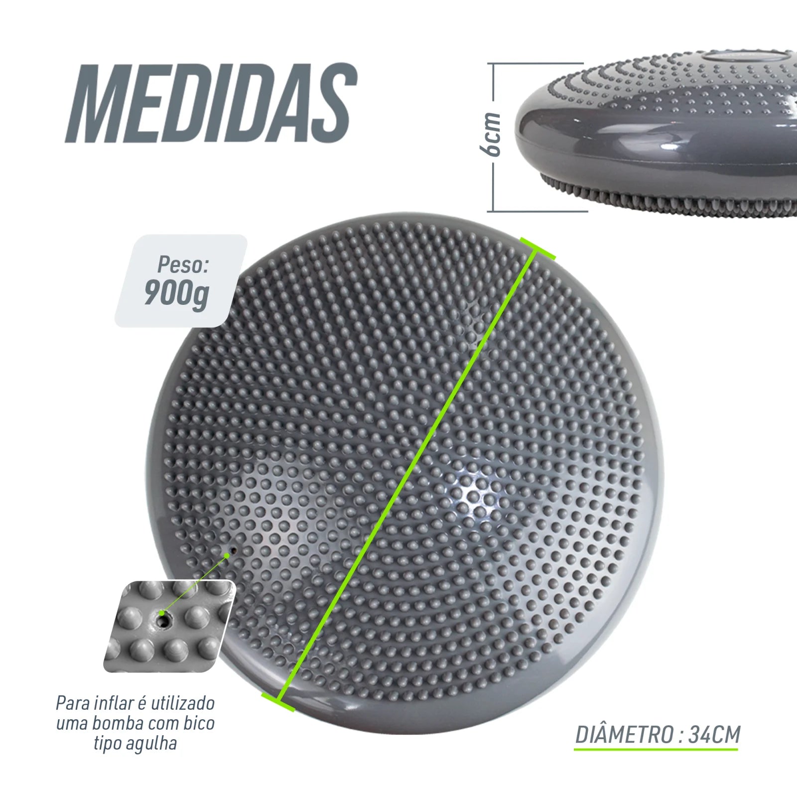 Disco de Equilíbrio Inflável Envolst - Cinza