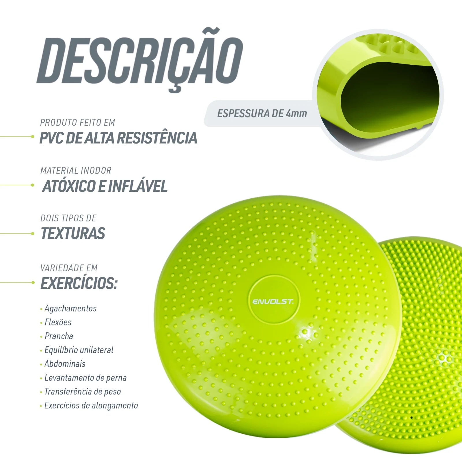 Disco de Equilíbrio Inflável Envolst - Verde