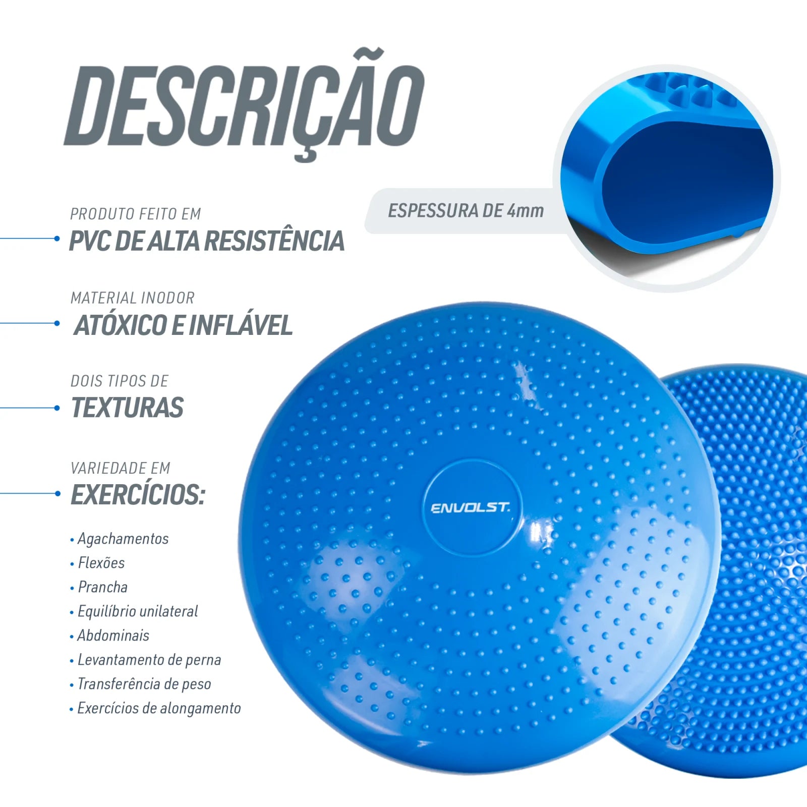 Disco de Equilíbrio Inflável Envolst - Azul
