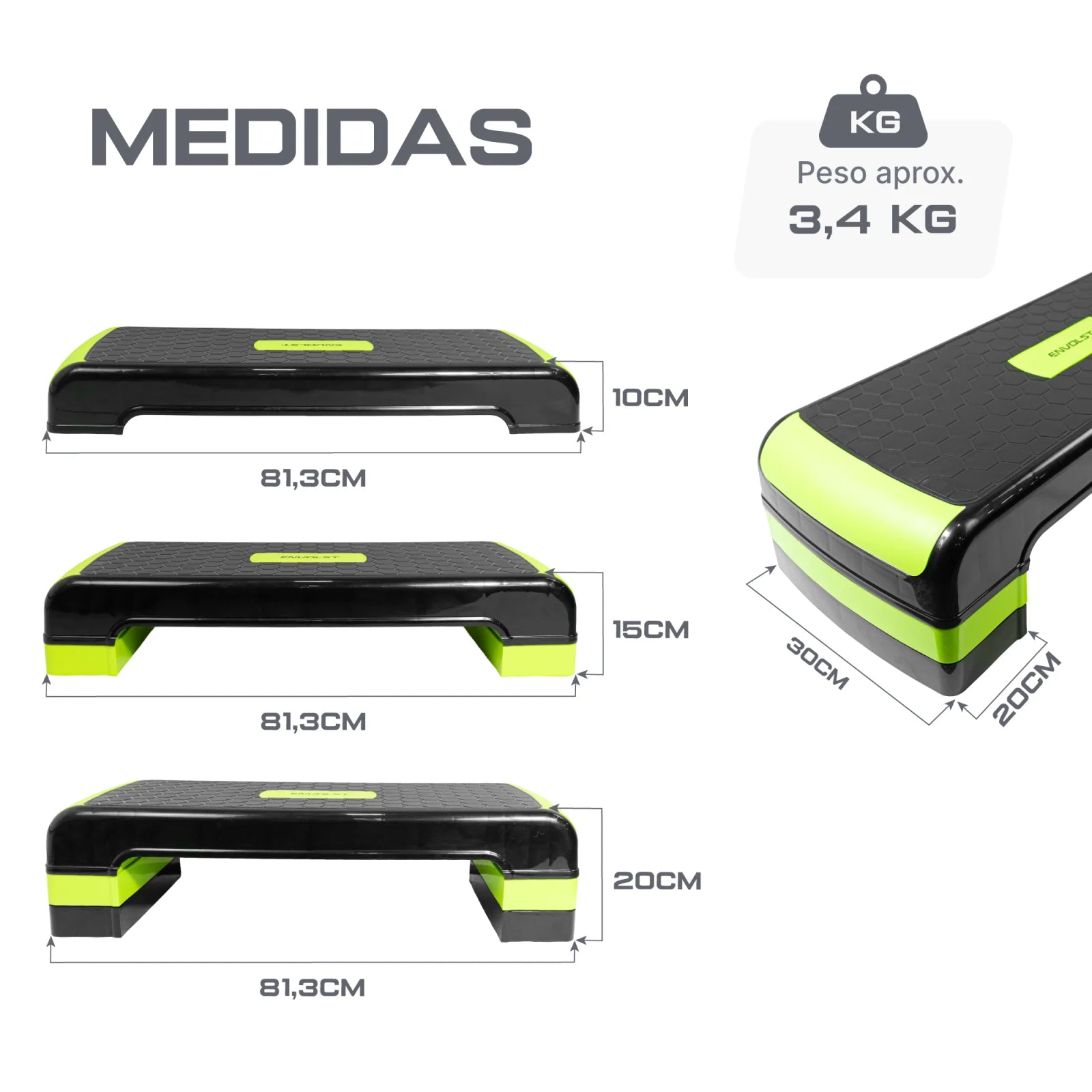 Step Fitness Profissional Ajustável 3 Alturas Envolst
