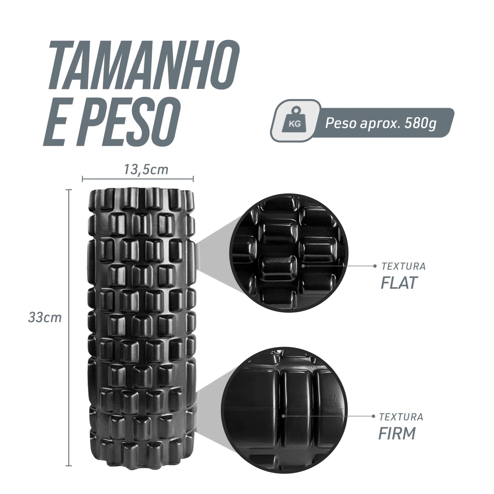 Rolo de Massagem e Liberação Miofascial Foam Roller Envolst - Preto