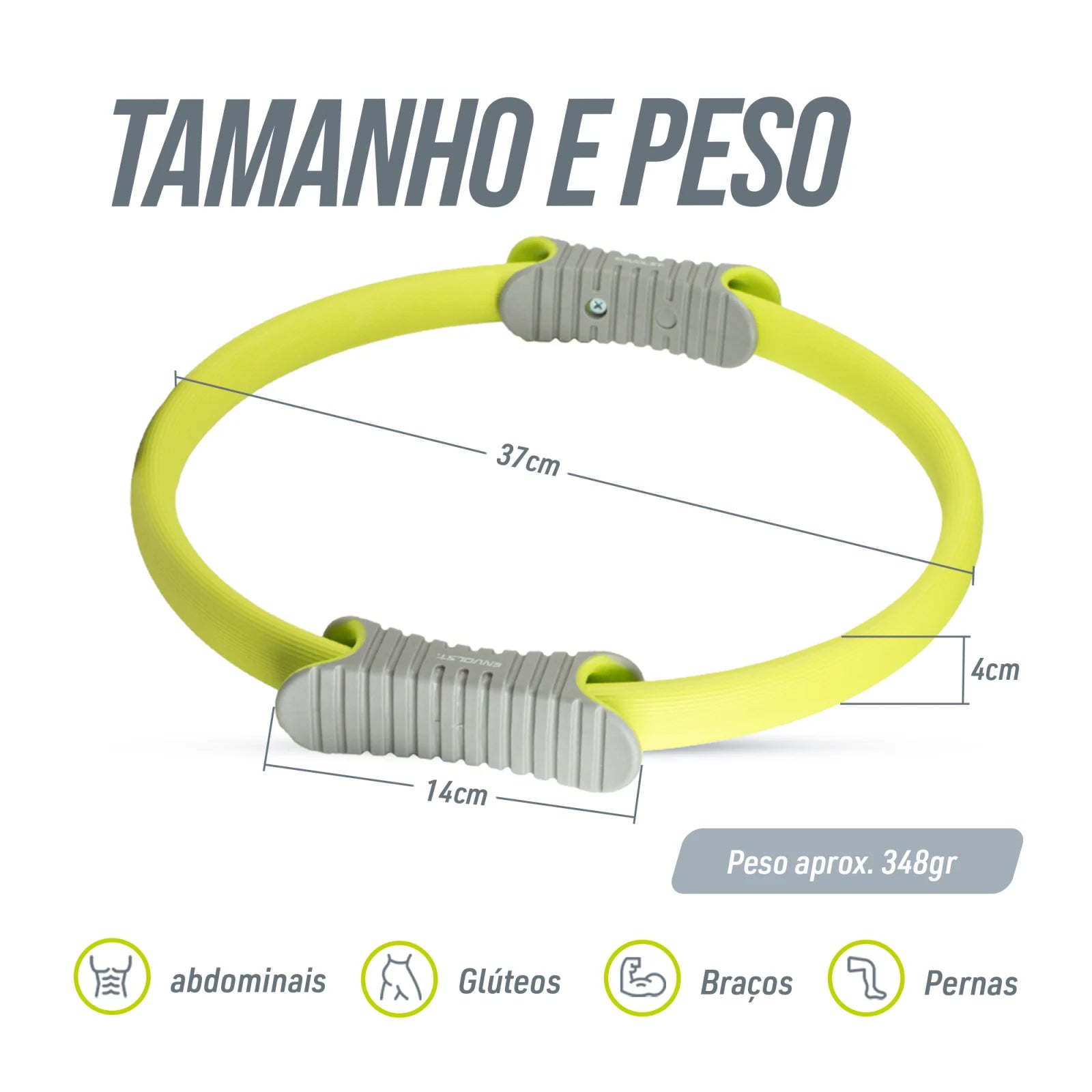 Anel de Pilates Tonificador Flexível Envolst - Verde e Cinza