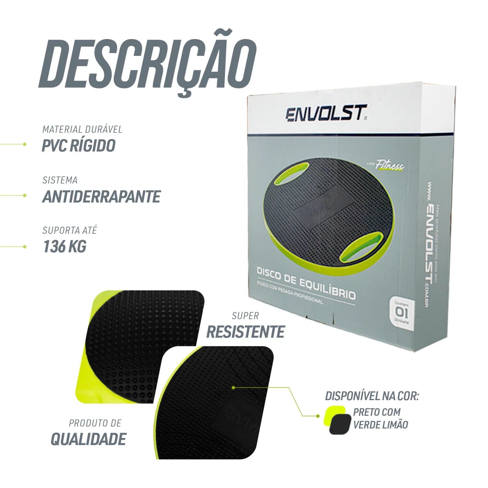 Disco de Equilíbrio Rígido com Pegada Profissional Envolst