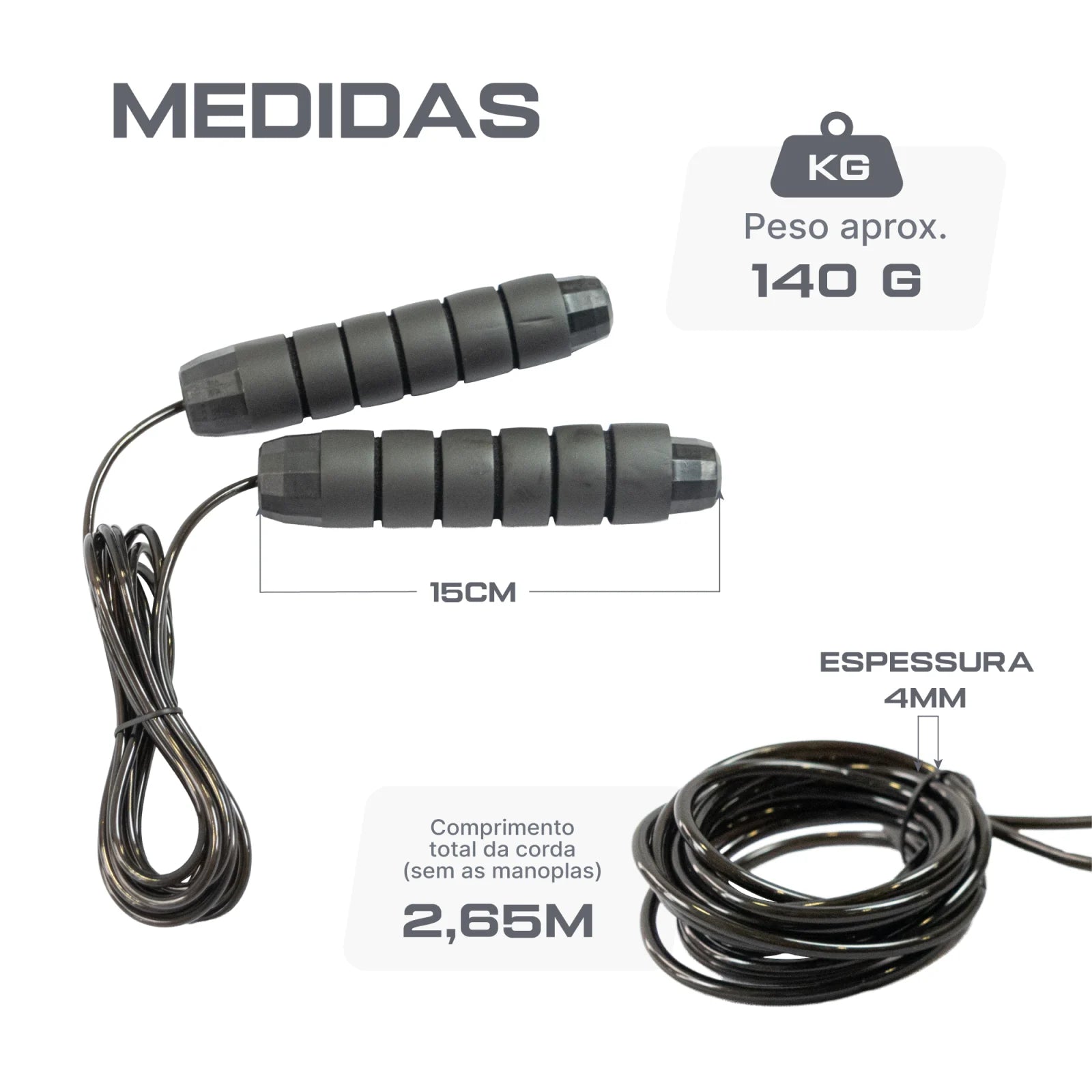 Corda de pular com rolamento 4mm 2,65m