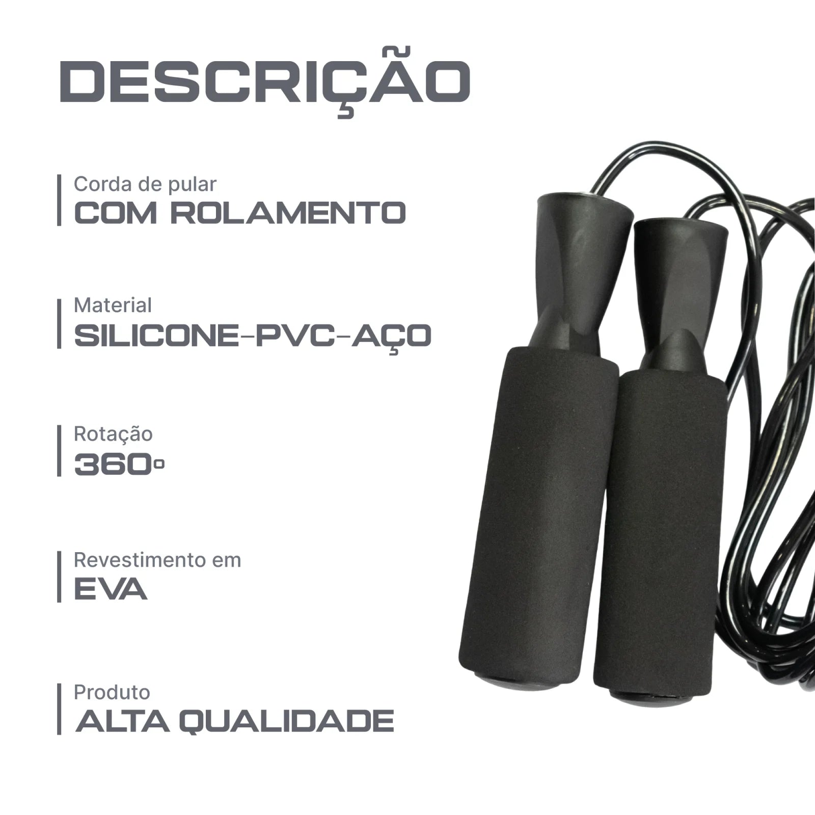 Corda de pular de PVC 4mm com rolamento