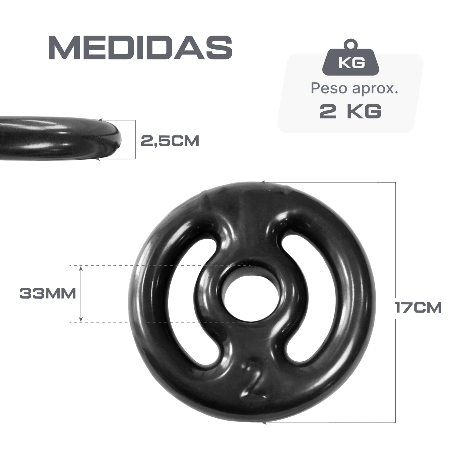 Anilha Vazada Emborrachada 2kg