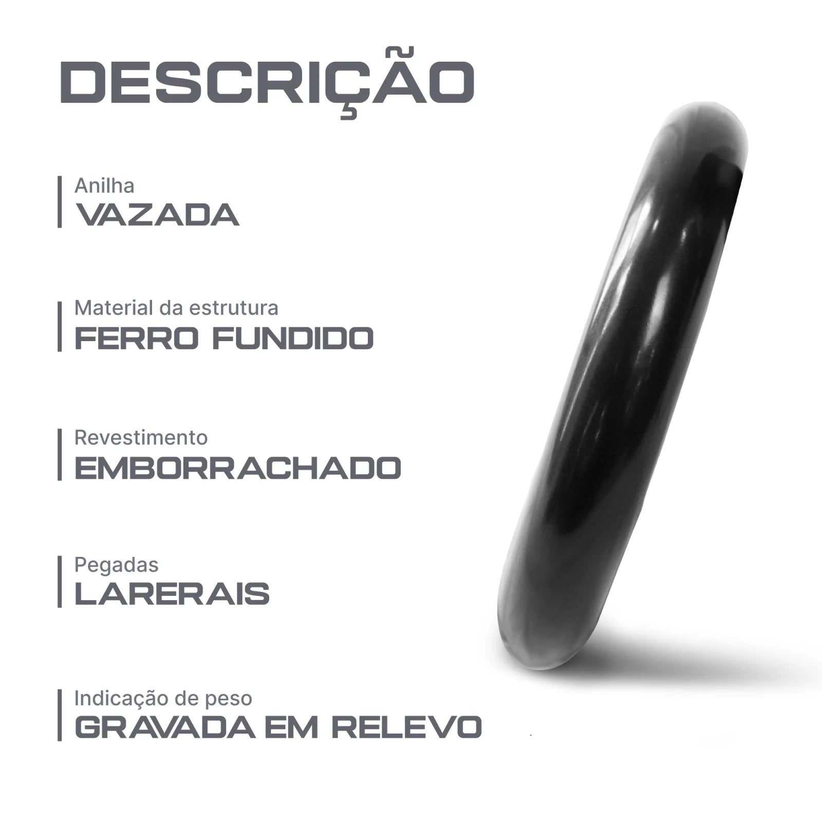 Anilha Vazada Emborrachada 2kg
