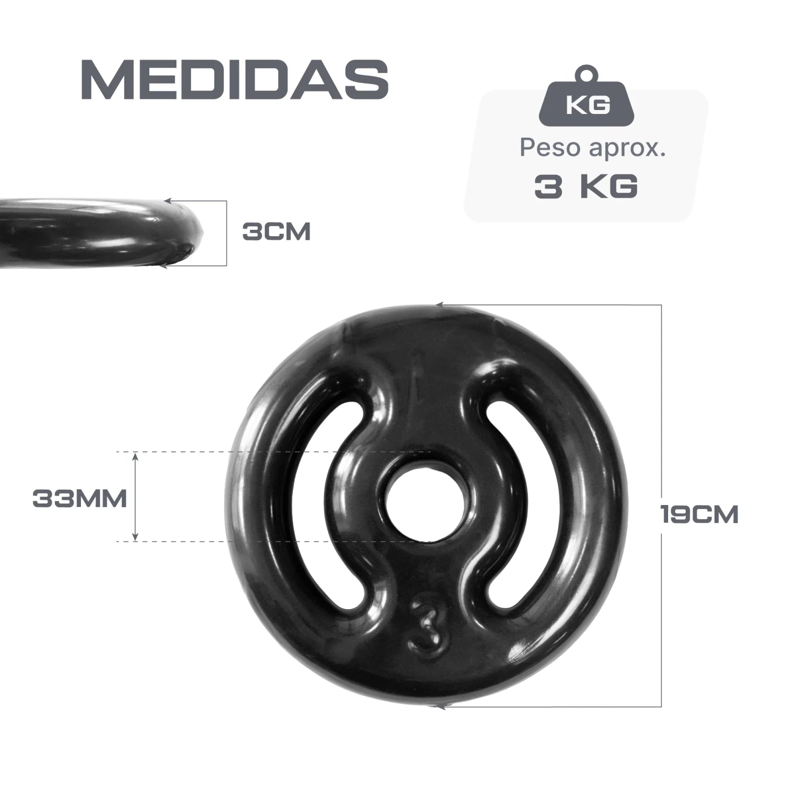 Anilha Vazada Emborrachada 3kg